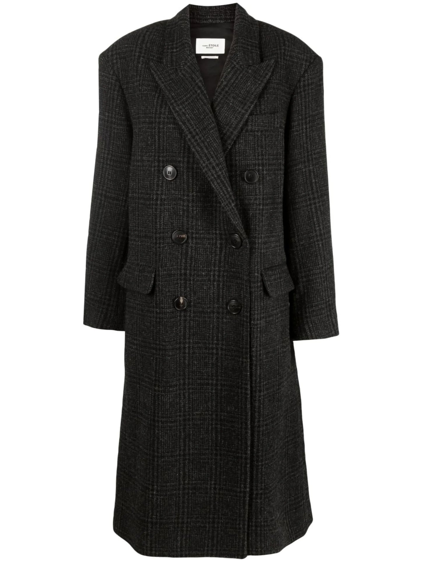 double-breasted organic wool coat
