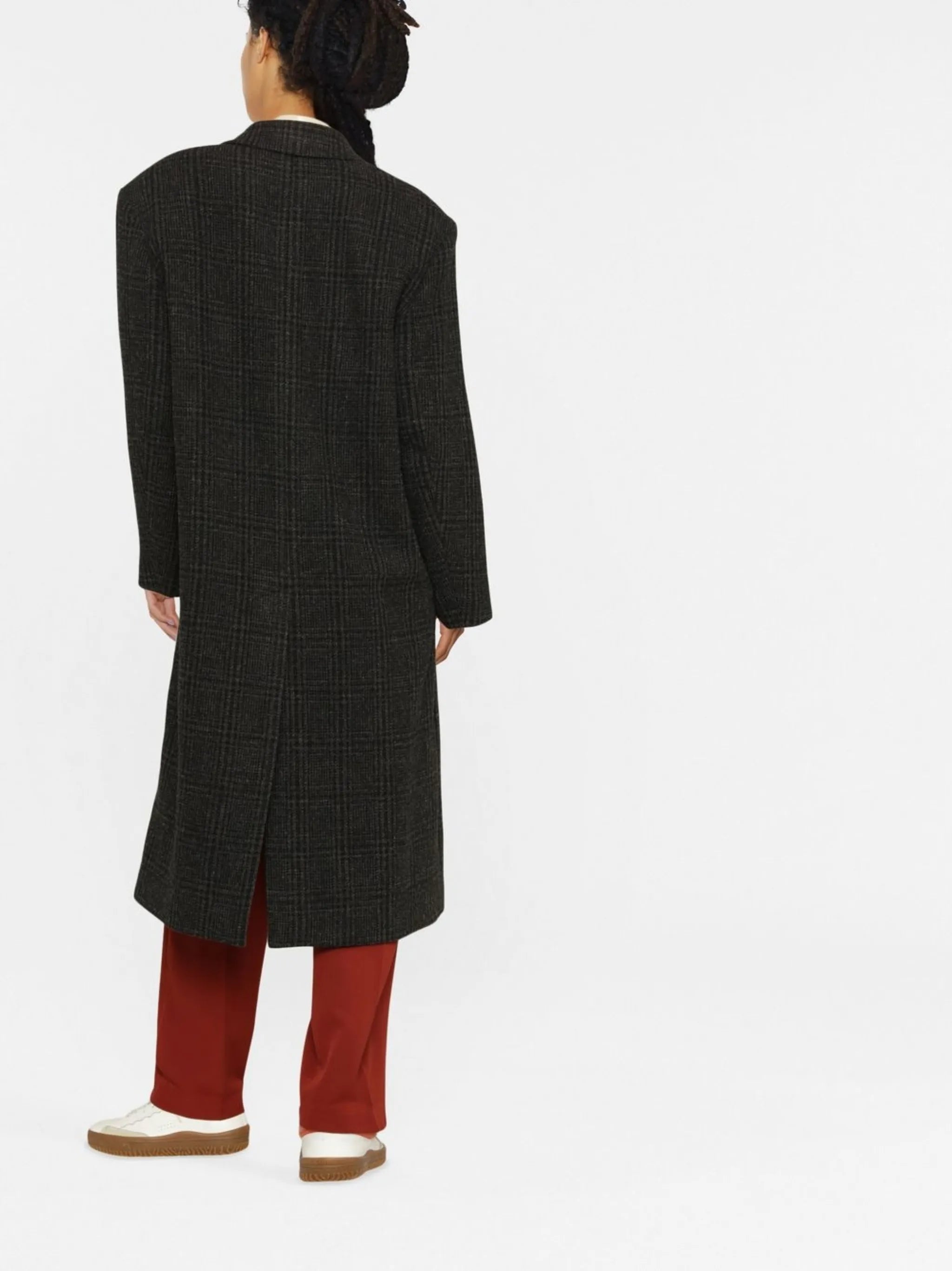 double-breasted organic wool coat