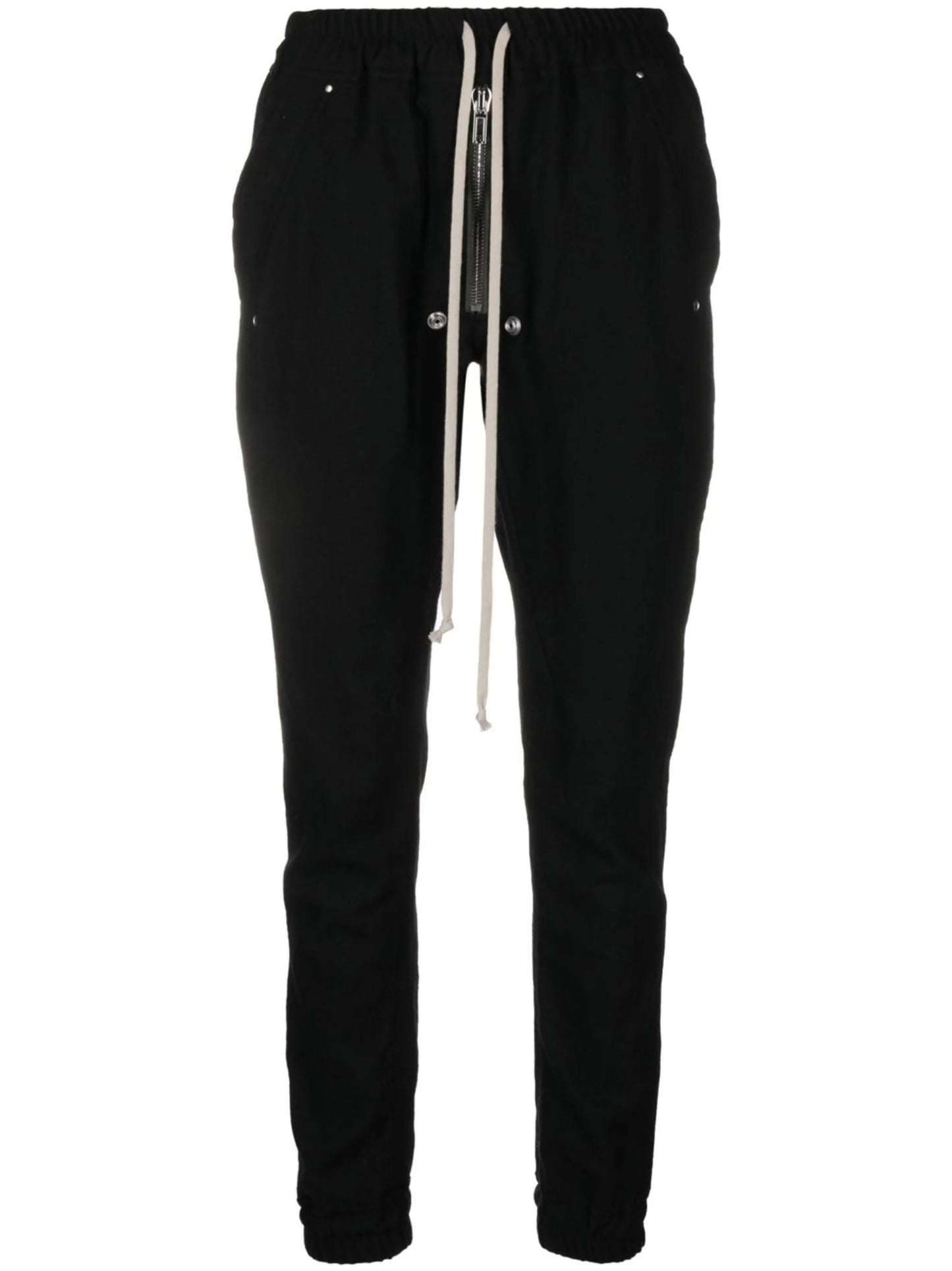 drawstring-waist virgin wool tapered trousers