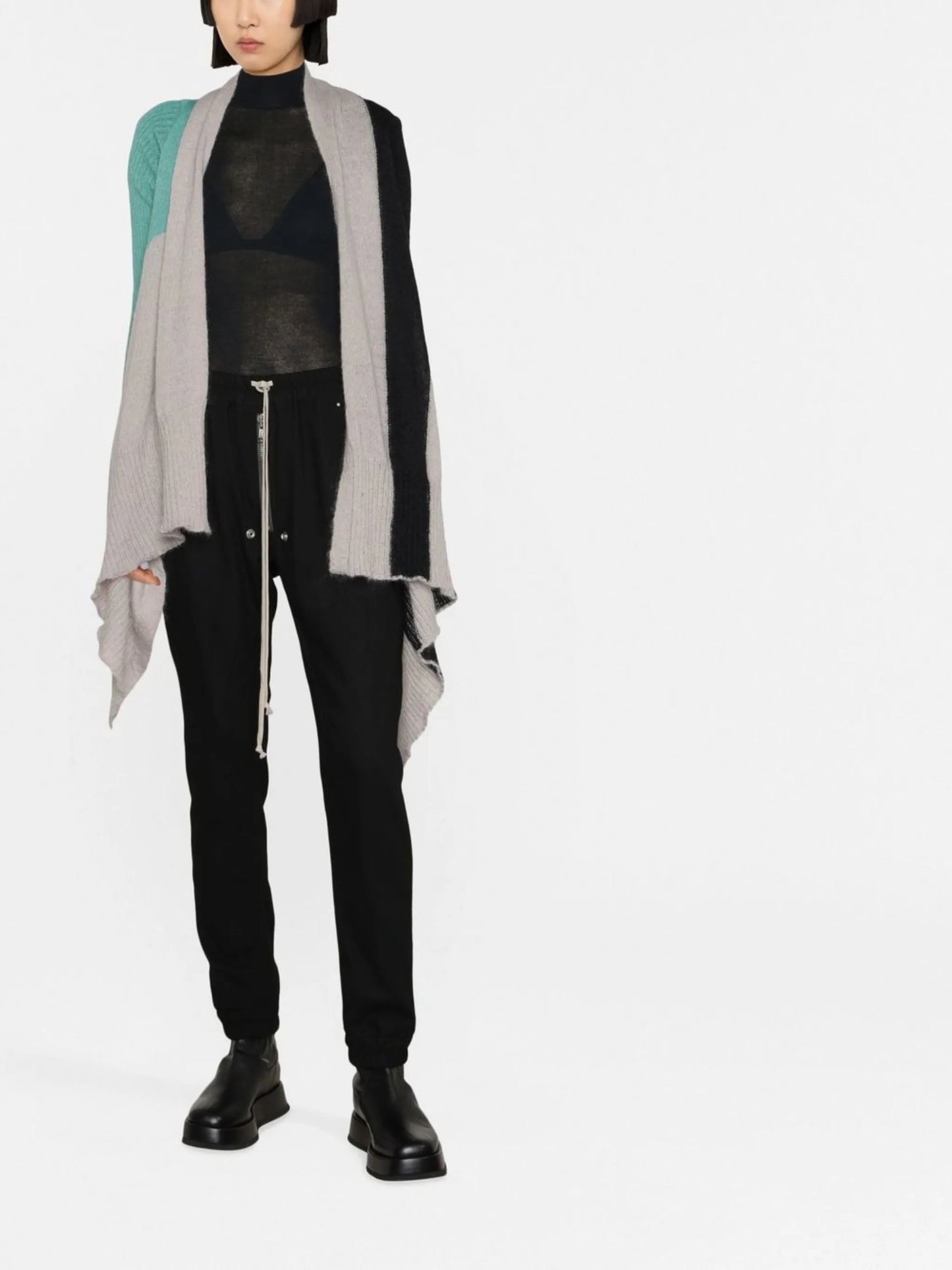 drawstring-waist virgin wool tapered trousers