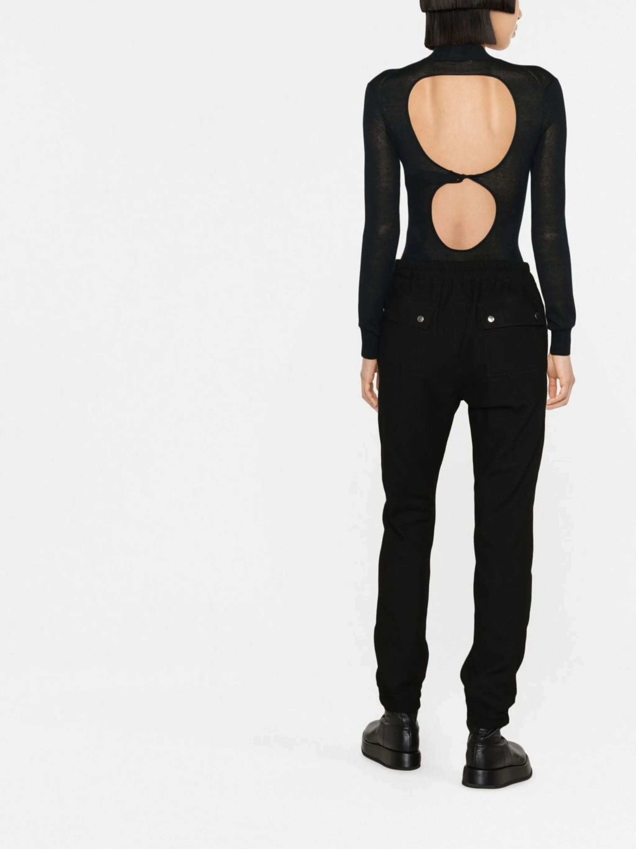 drawstring-waist virgin wool tapered trousers