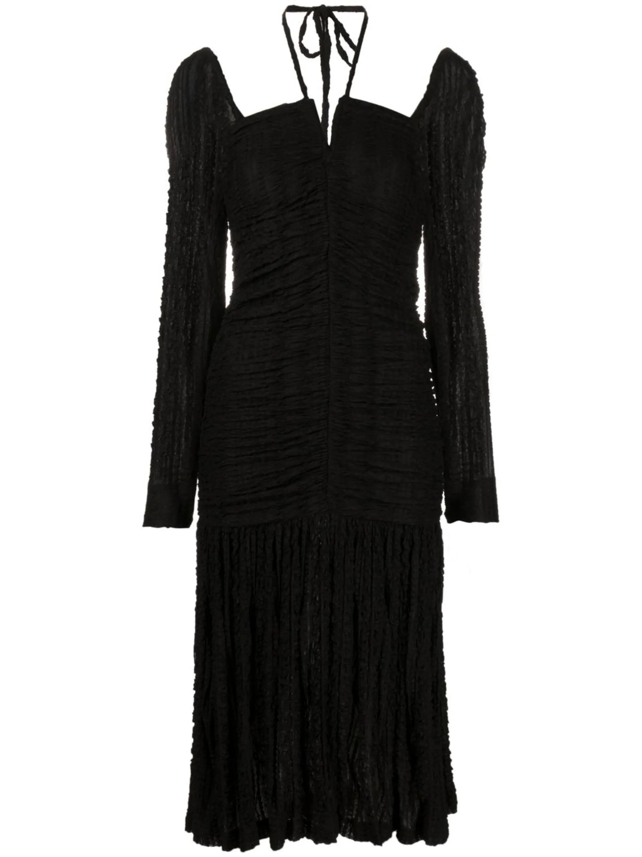 halterneck ruched dress