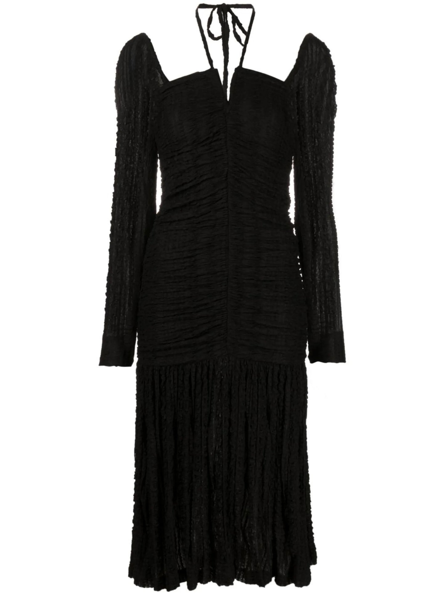 halterneck ruched dress