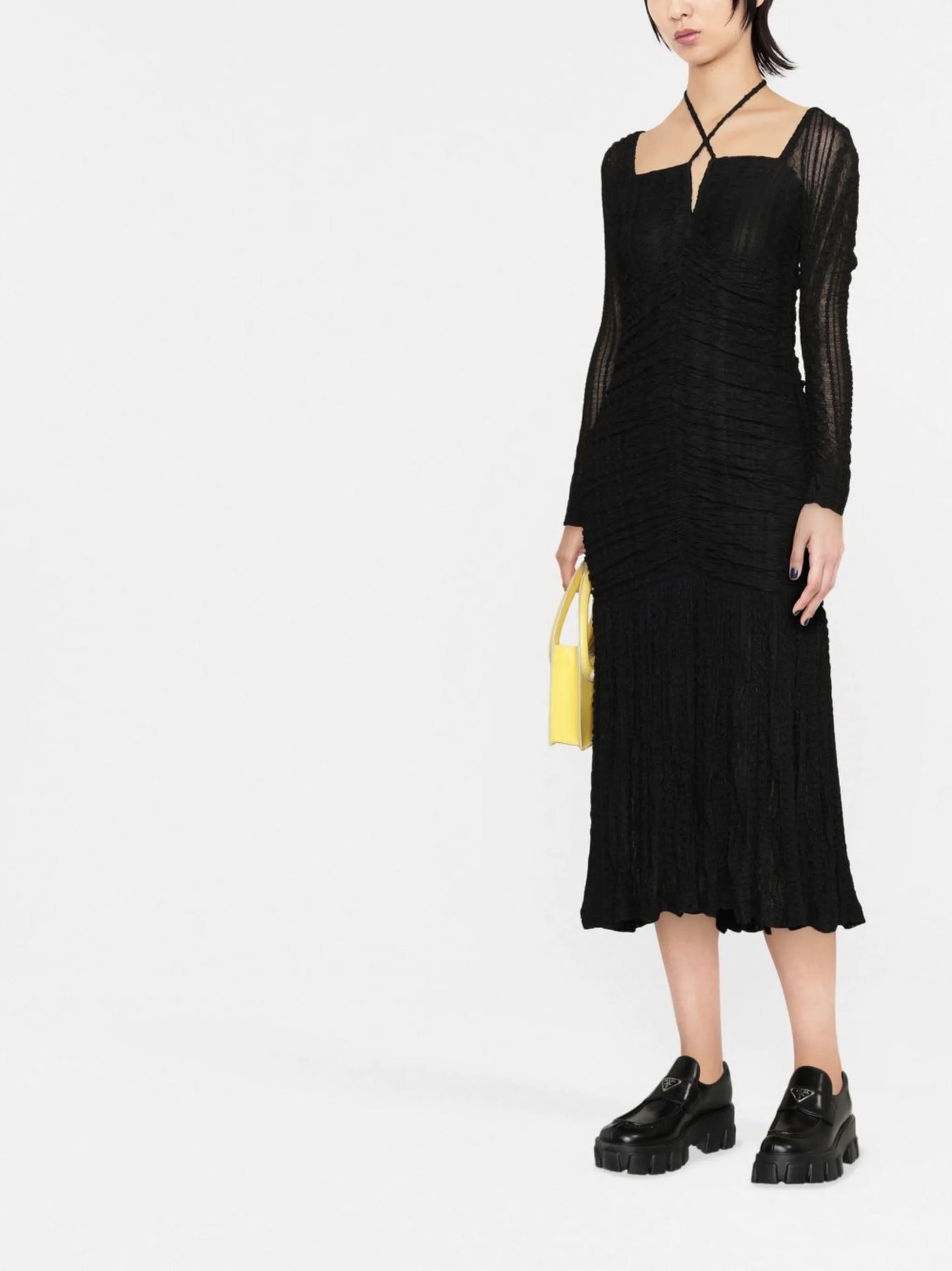 halterneck ruched dress