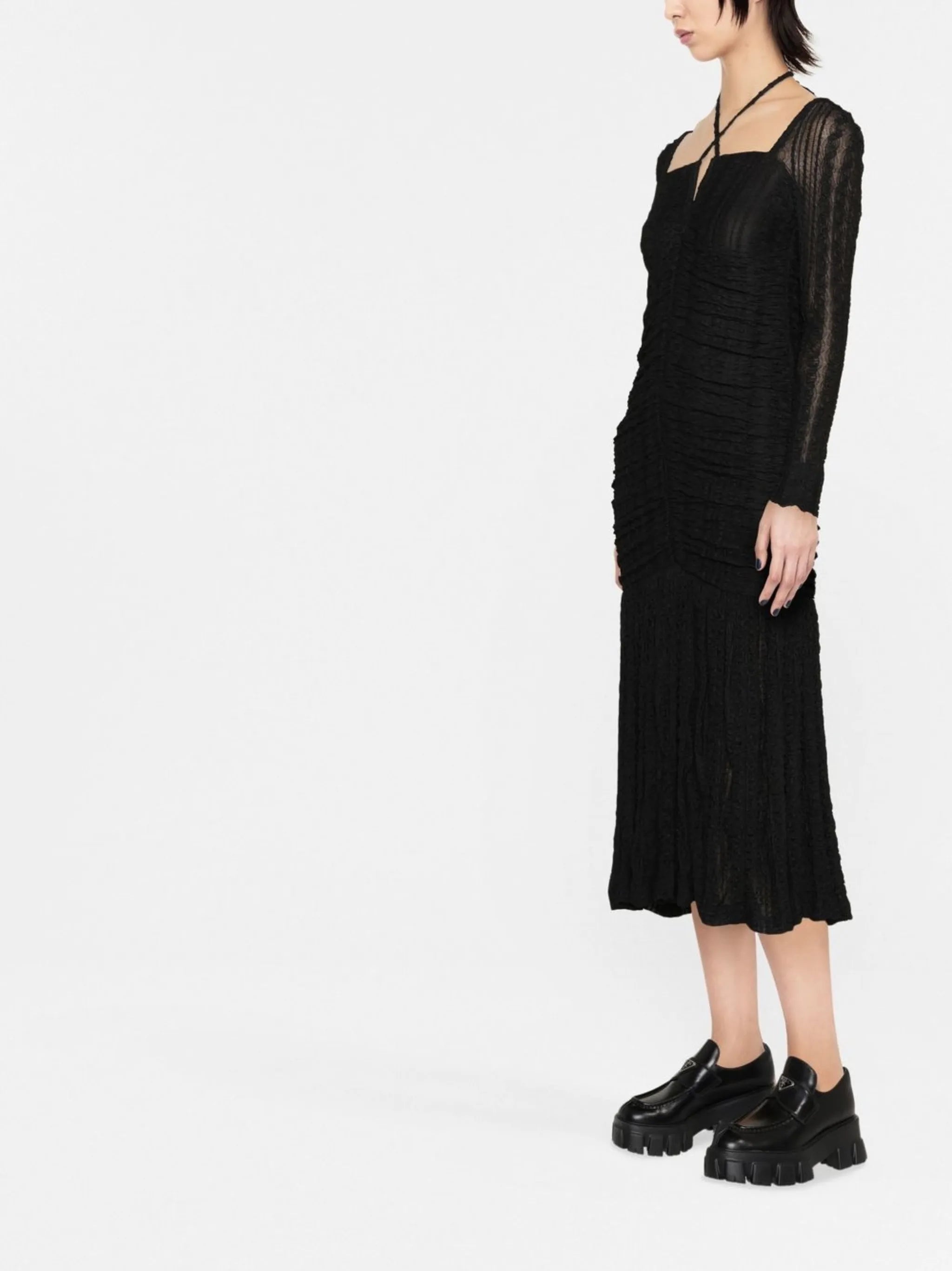 halterneck ruched dress