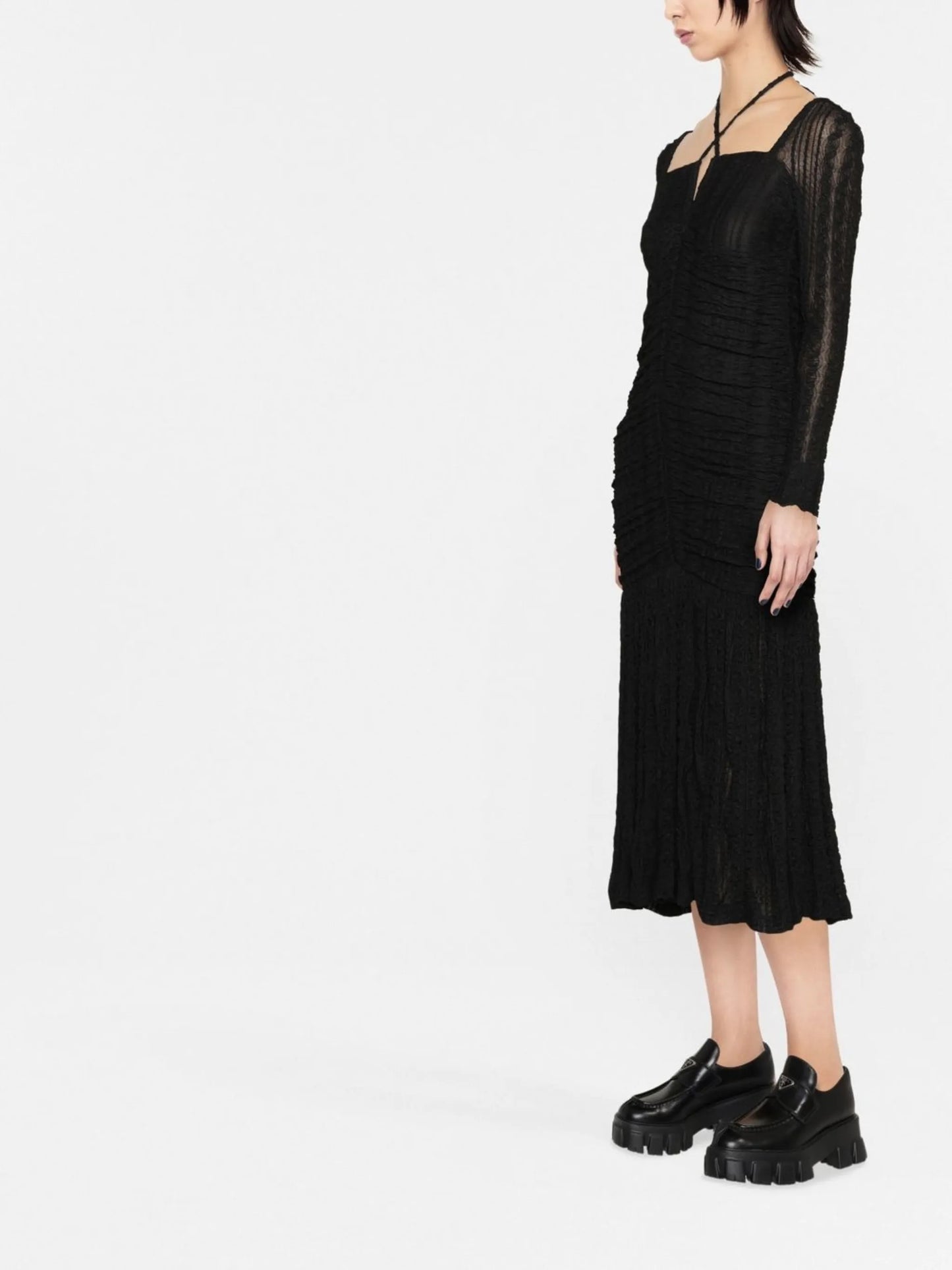 halterneck ruched dress