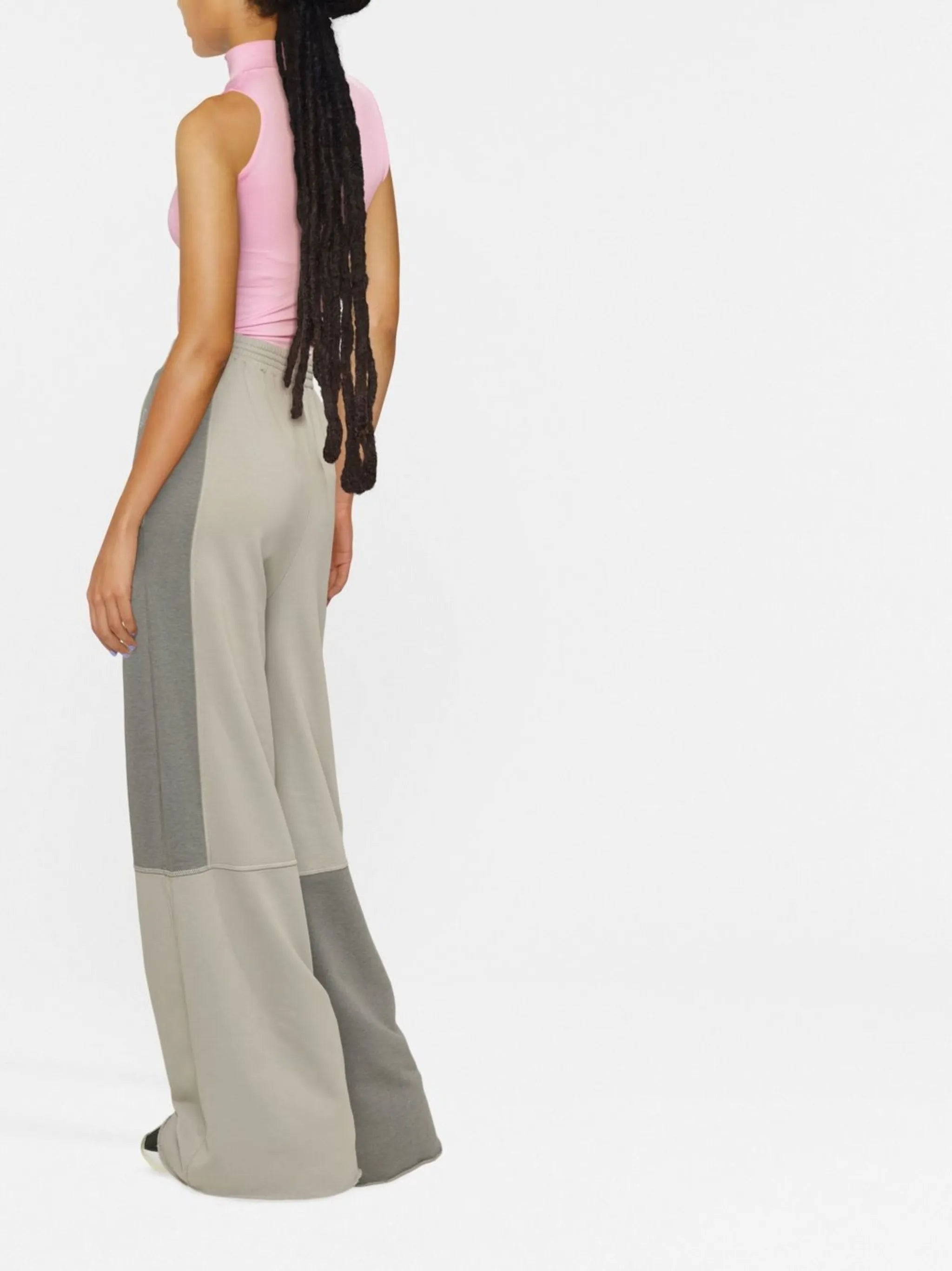 Patchwork wide-leg track pants