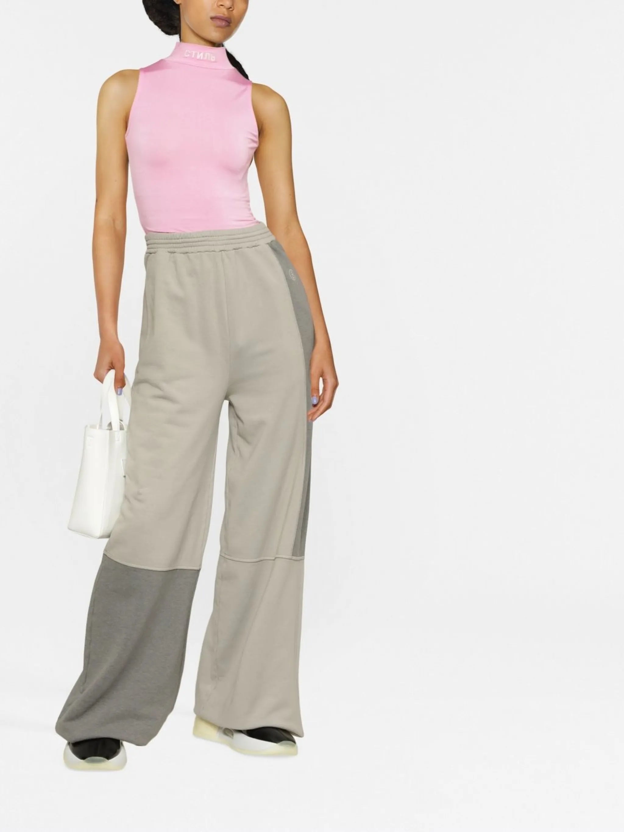 Patchwork wide-leg track pants