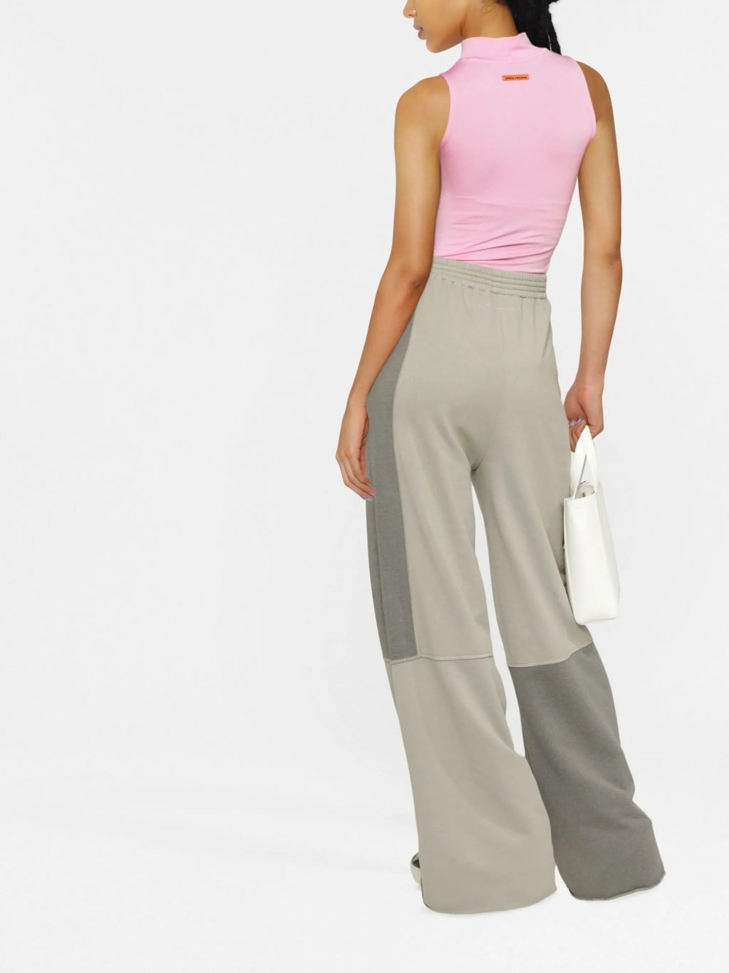 Patchwork wide-leg track pants