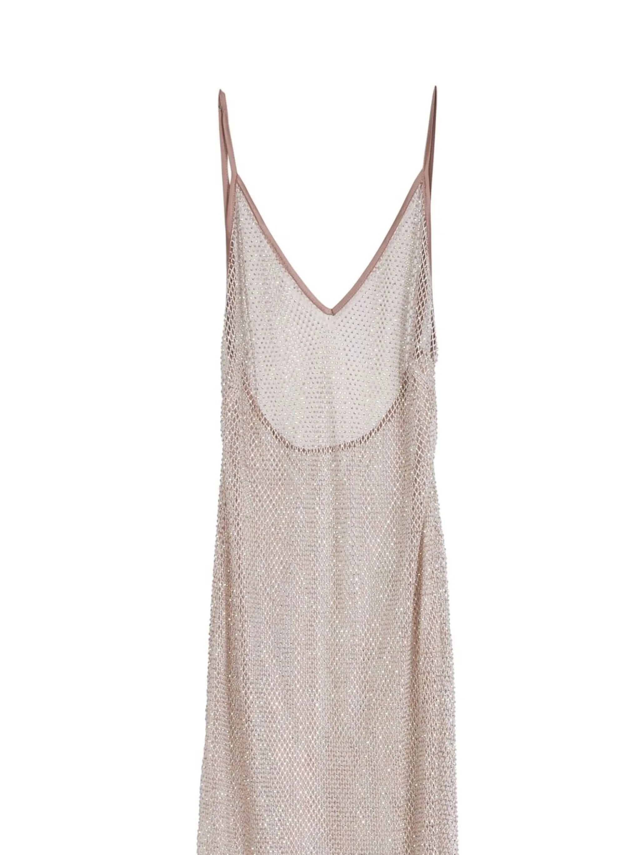 crystal-embellished fishnet dress