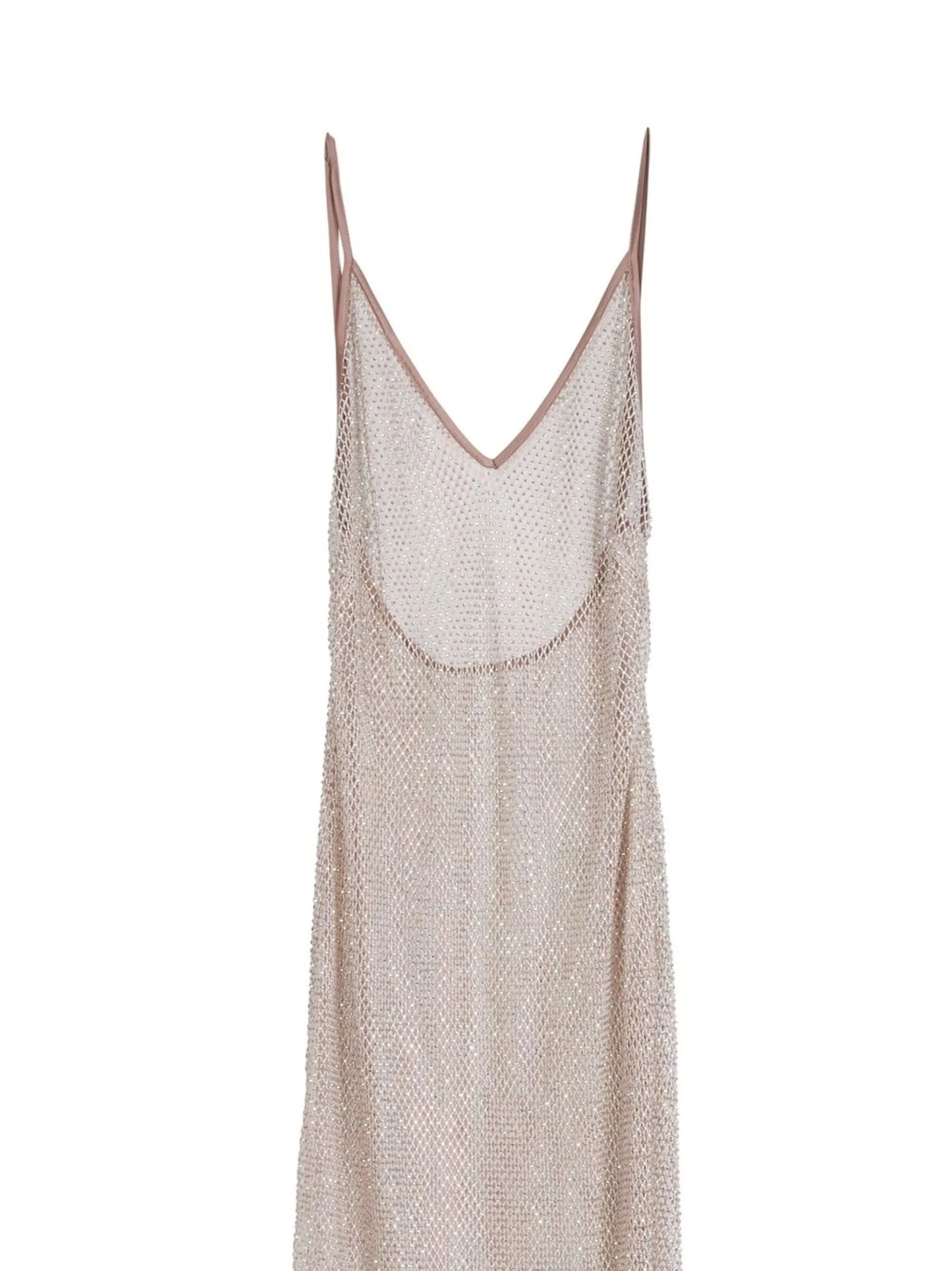 crystal-embellished fishnet dress
