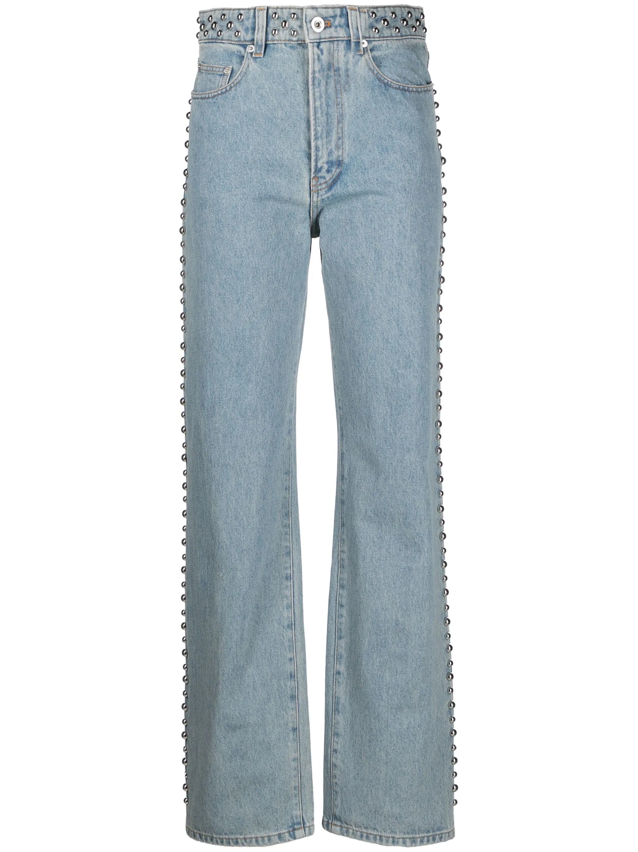 studded straight-leg jeans