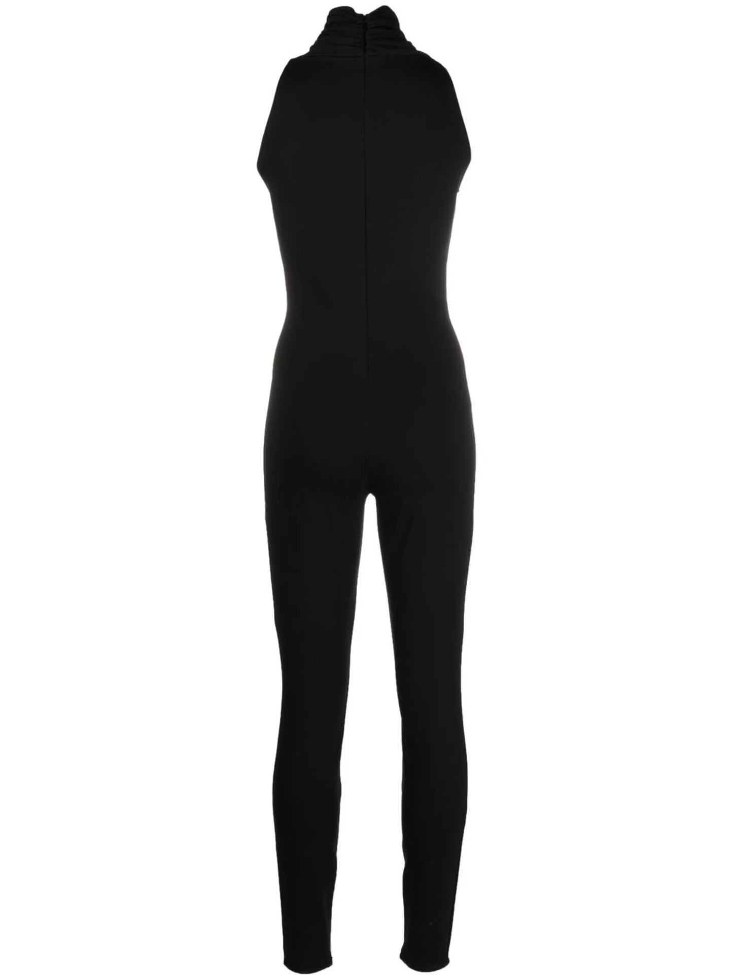 crossover-neck skinny jumpsuit