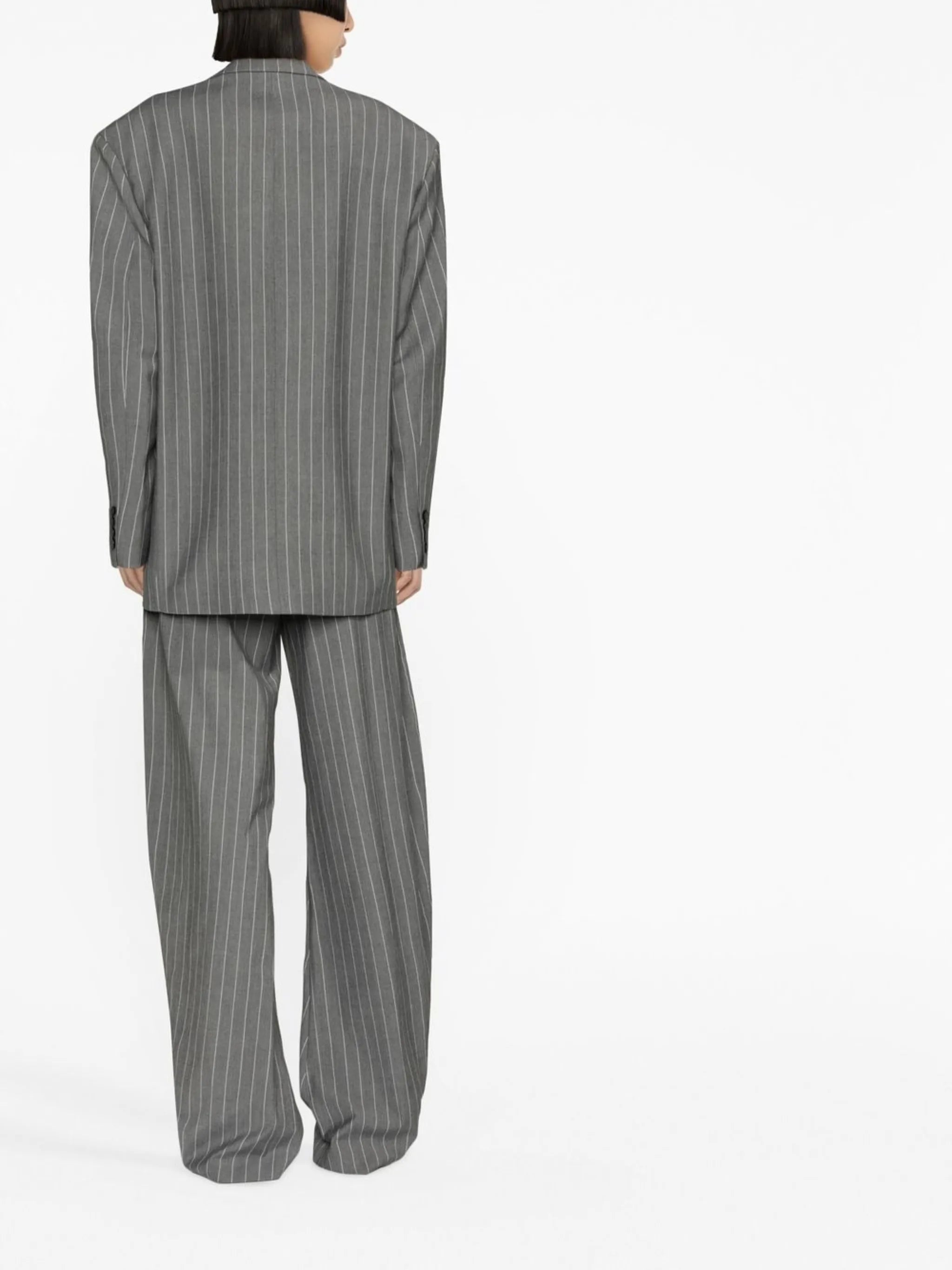 pinstriped single-breasted blazer