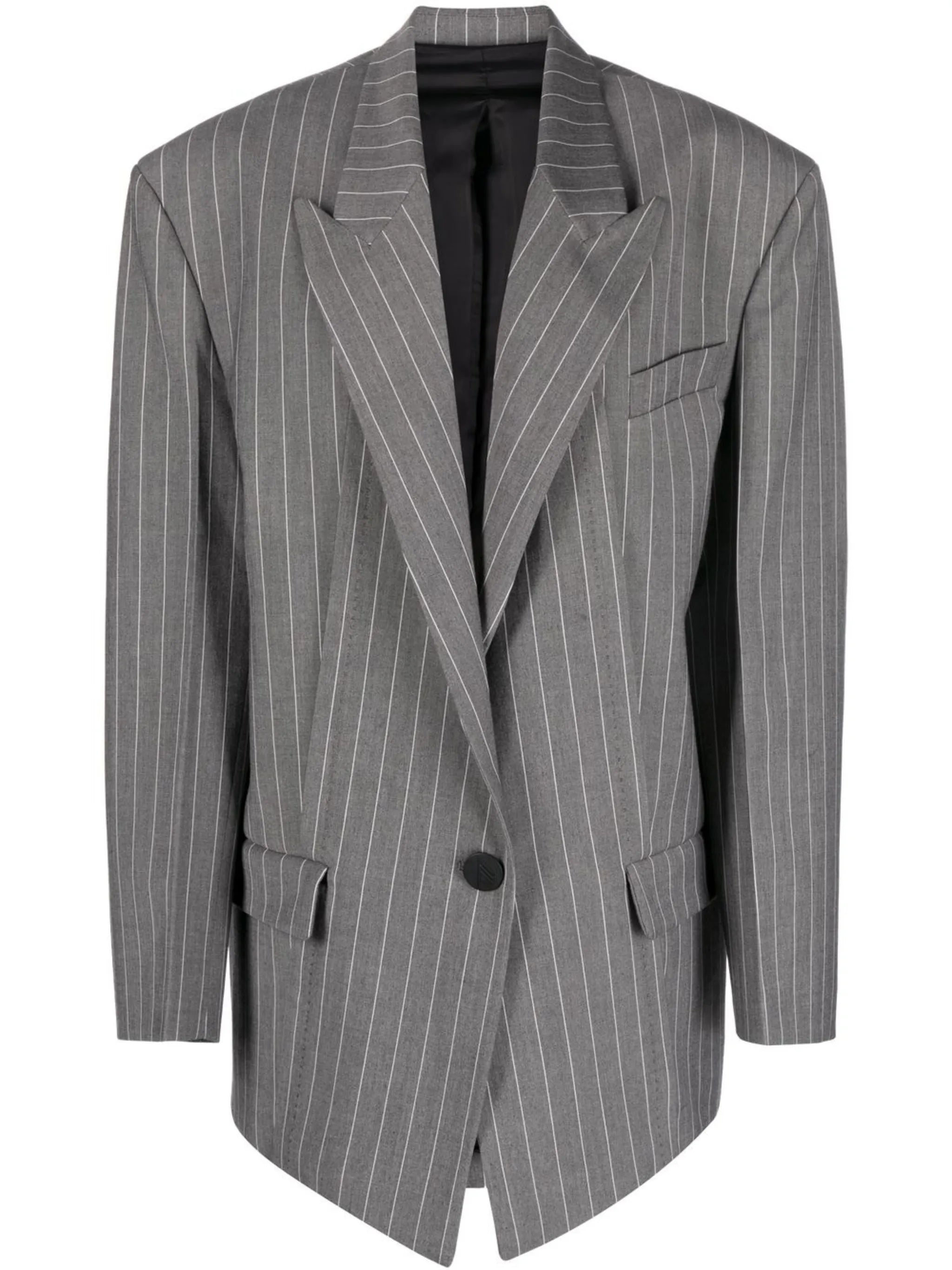 pinstriped single-breasted blazer
