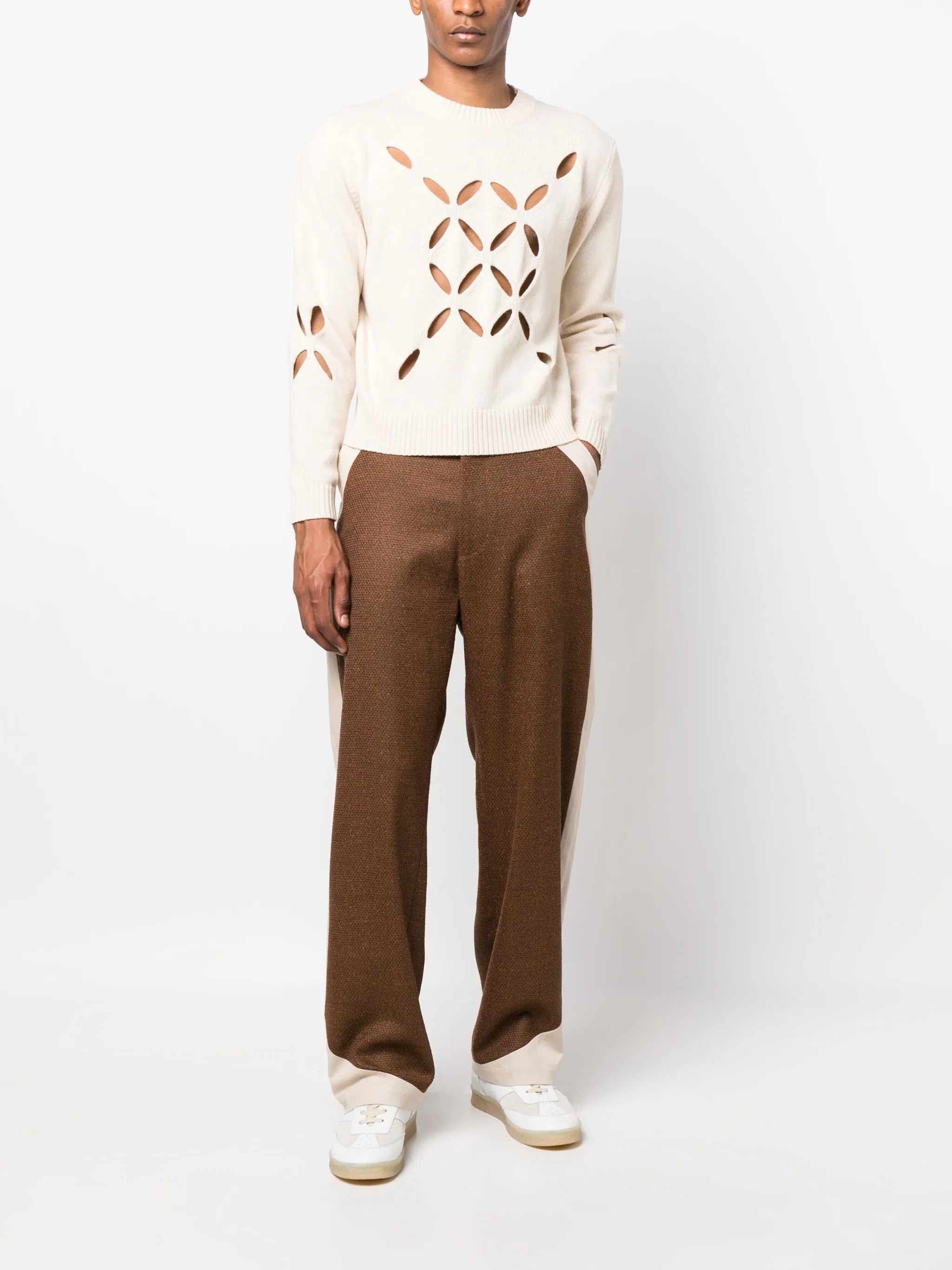 panelled wide-leg trousers