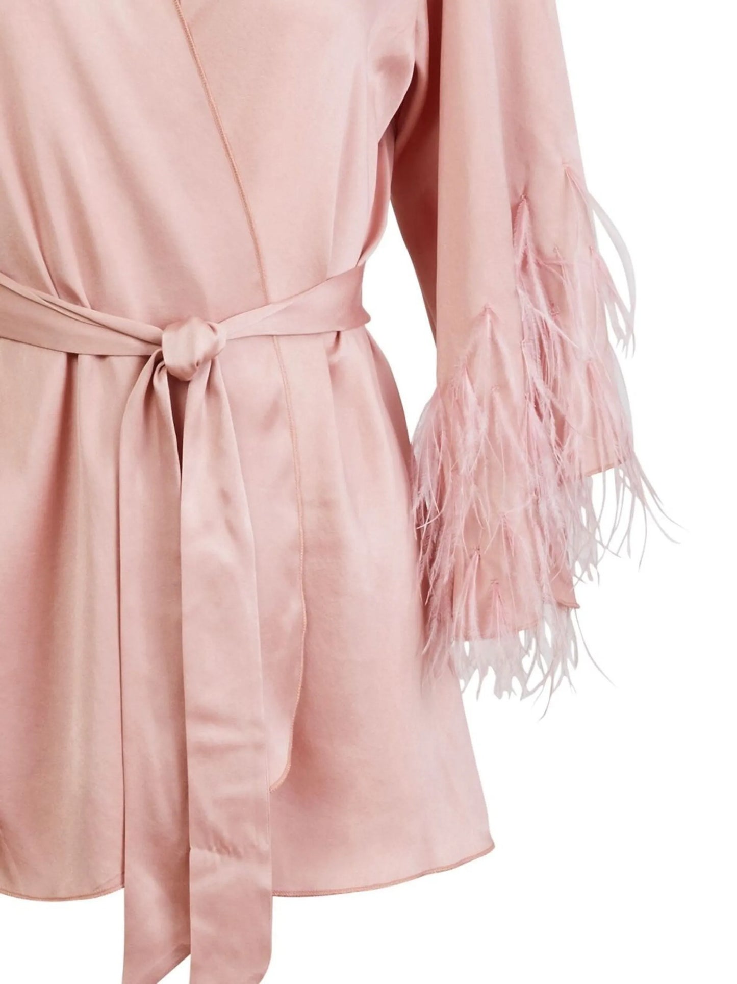 feather-embellished angel sleeve robe