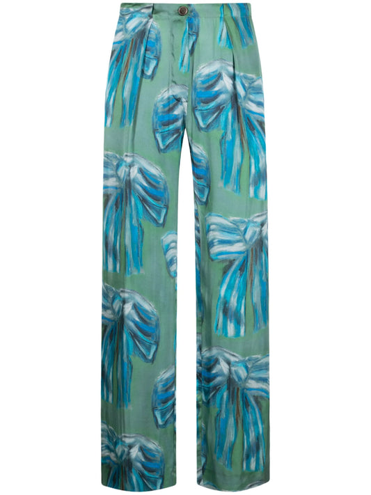 Bow-print tailored trousers