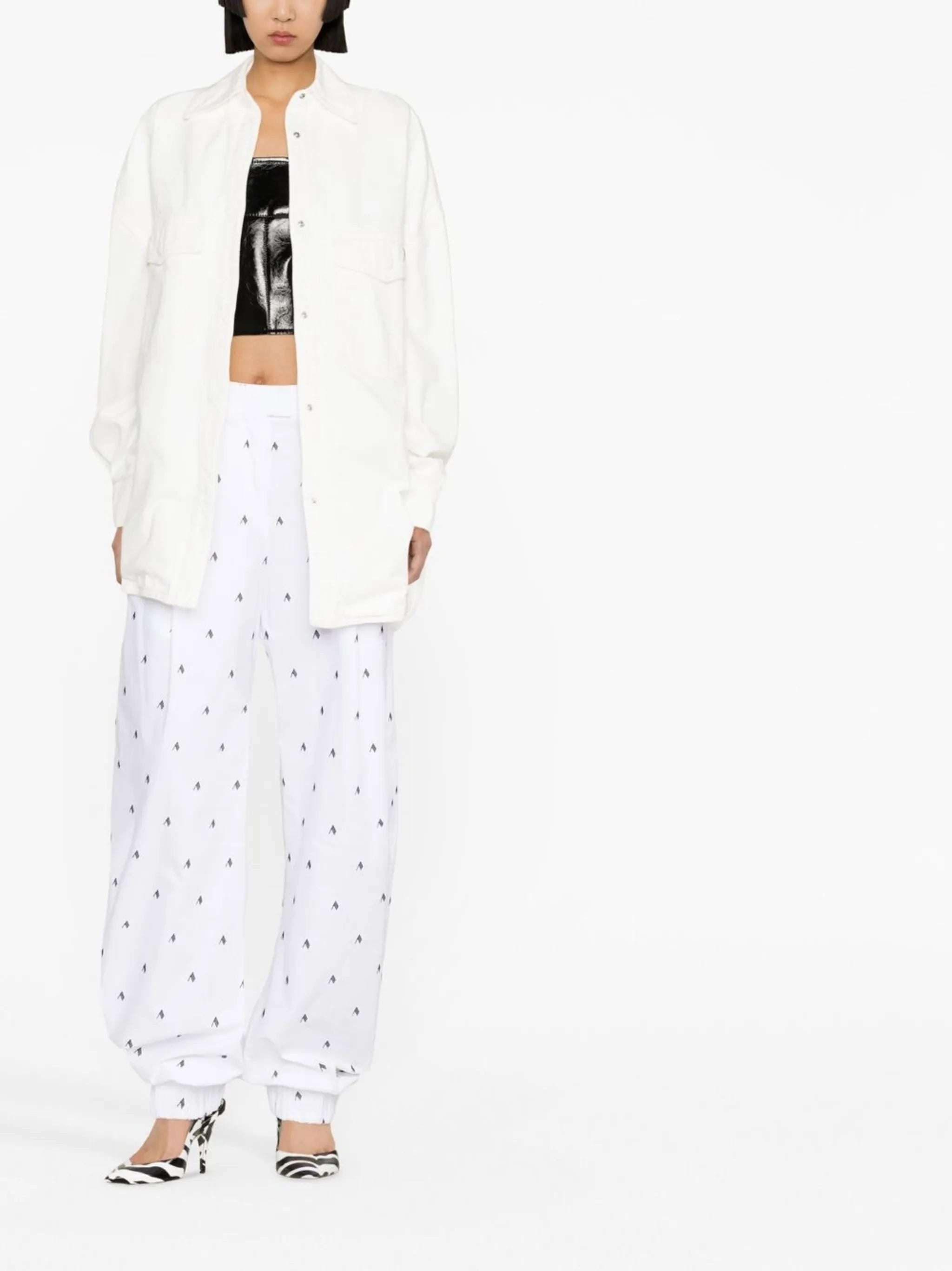 Rey logo-print wide-leg trousers