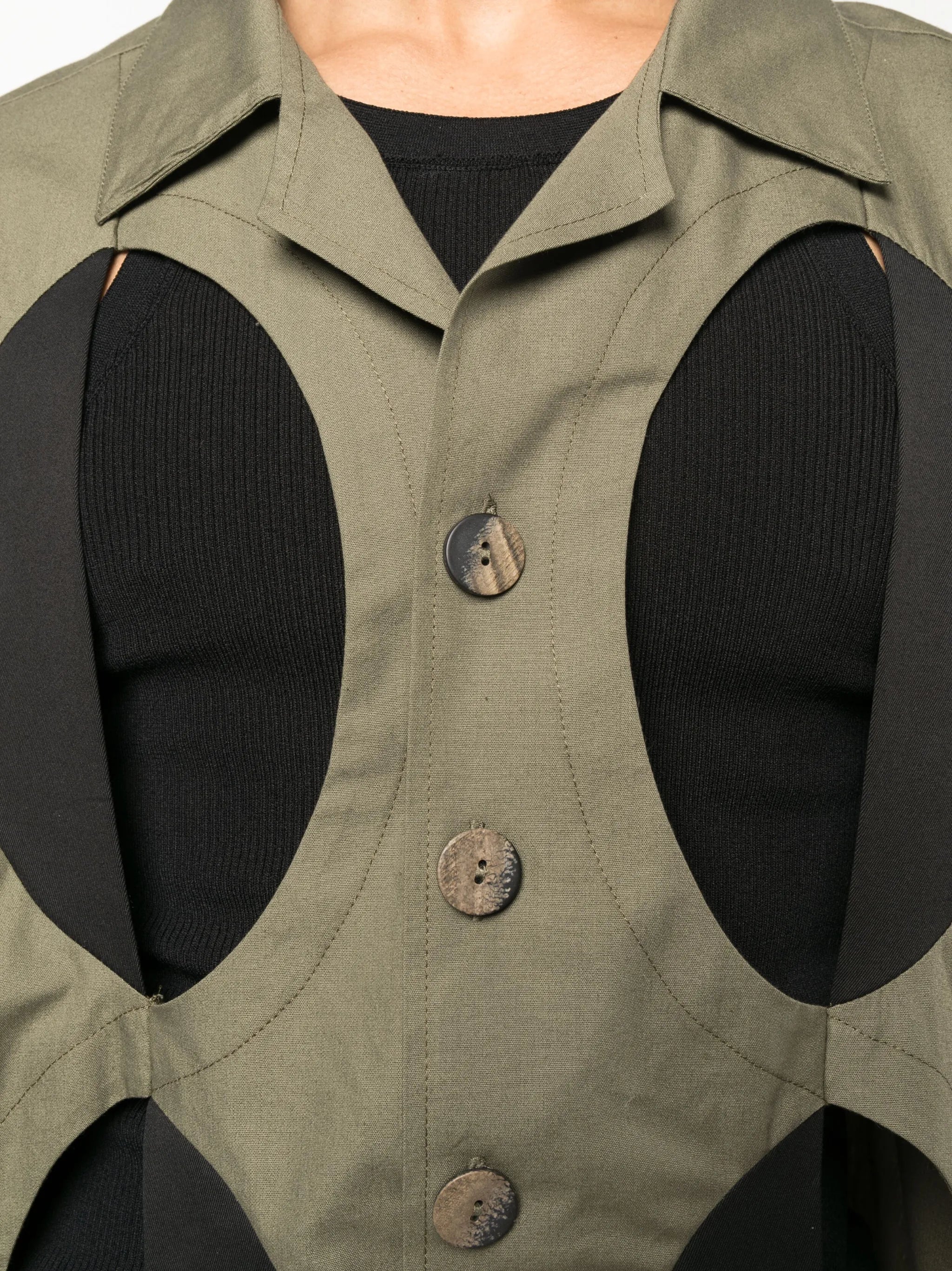 cut-out short-sleeved shirt