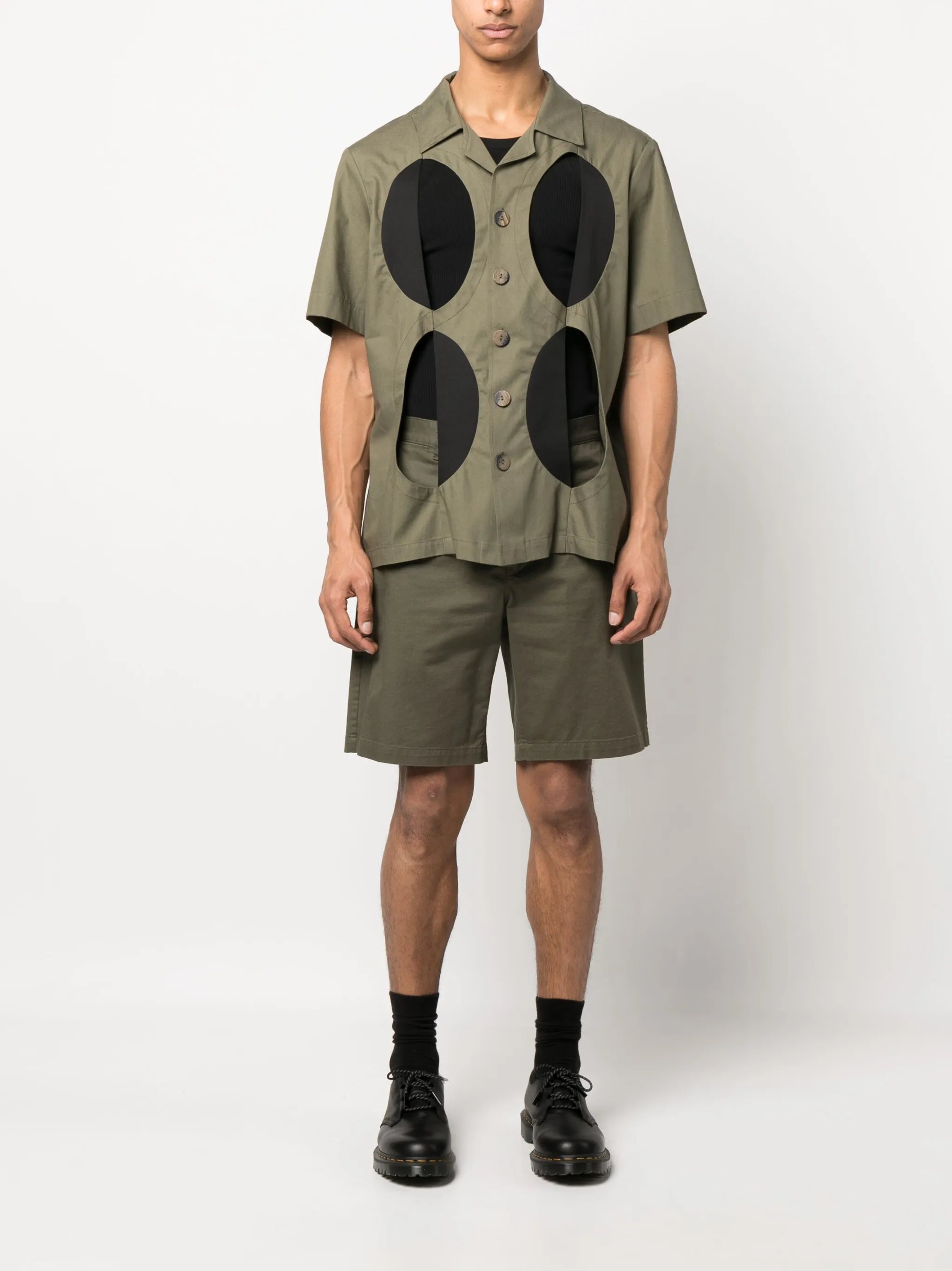 cut-out short-sleeved shirt
