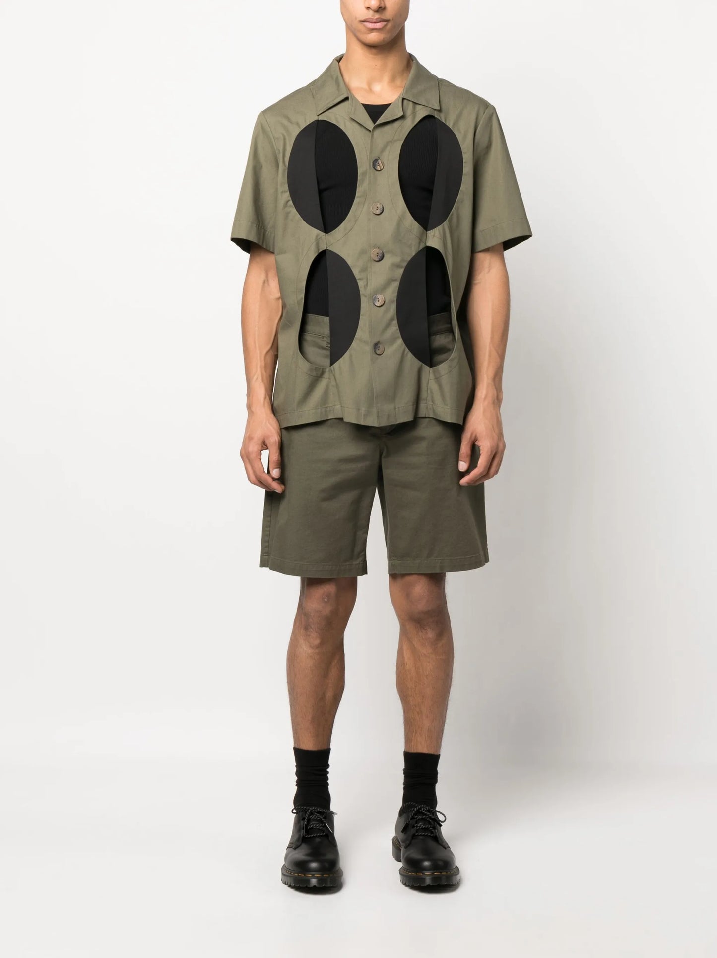 cut-out short-sleeved shirt