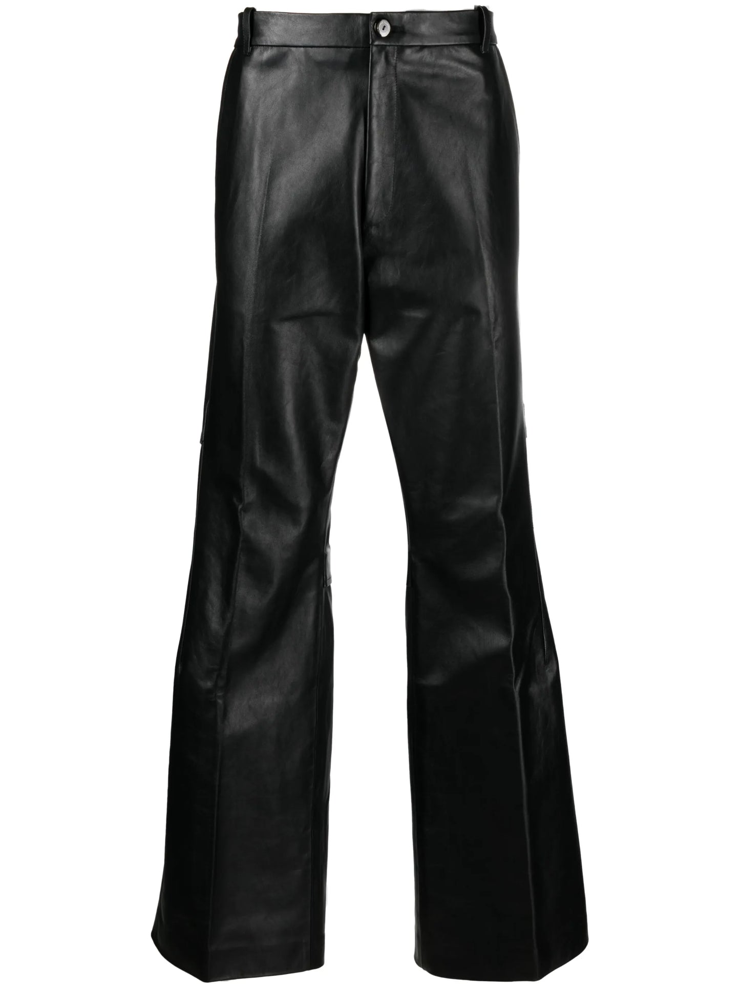 calf-leather flared trousers