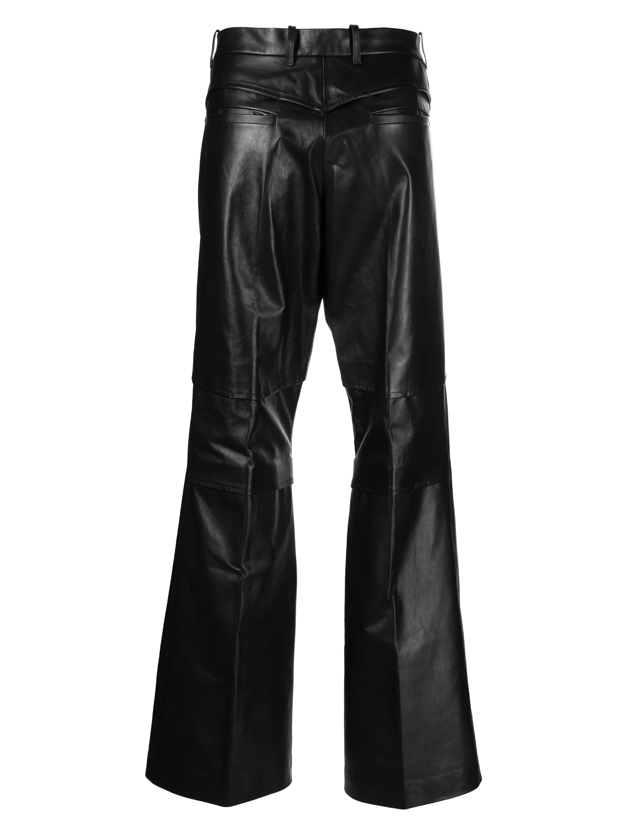 calf-leather flared trousers