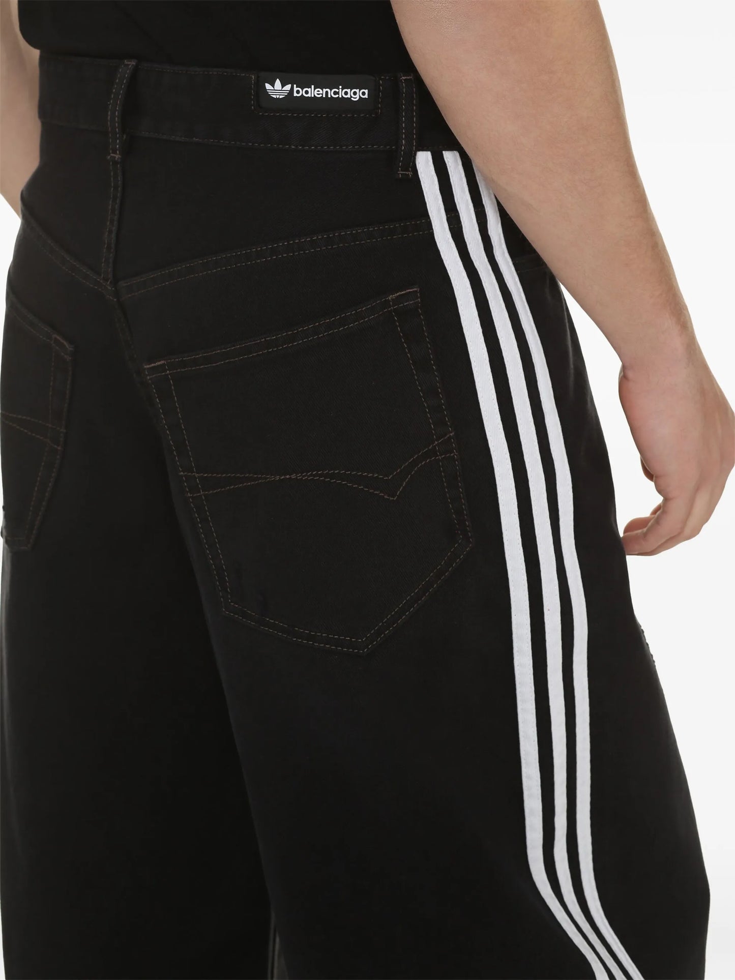 x adidas side-stripe straight-leg jeans