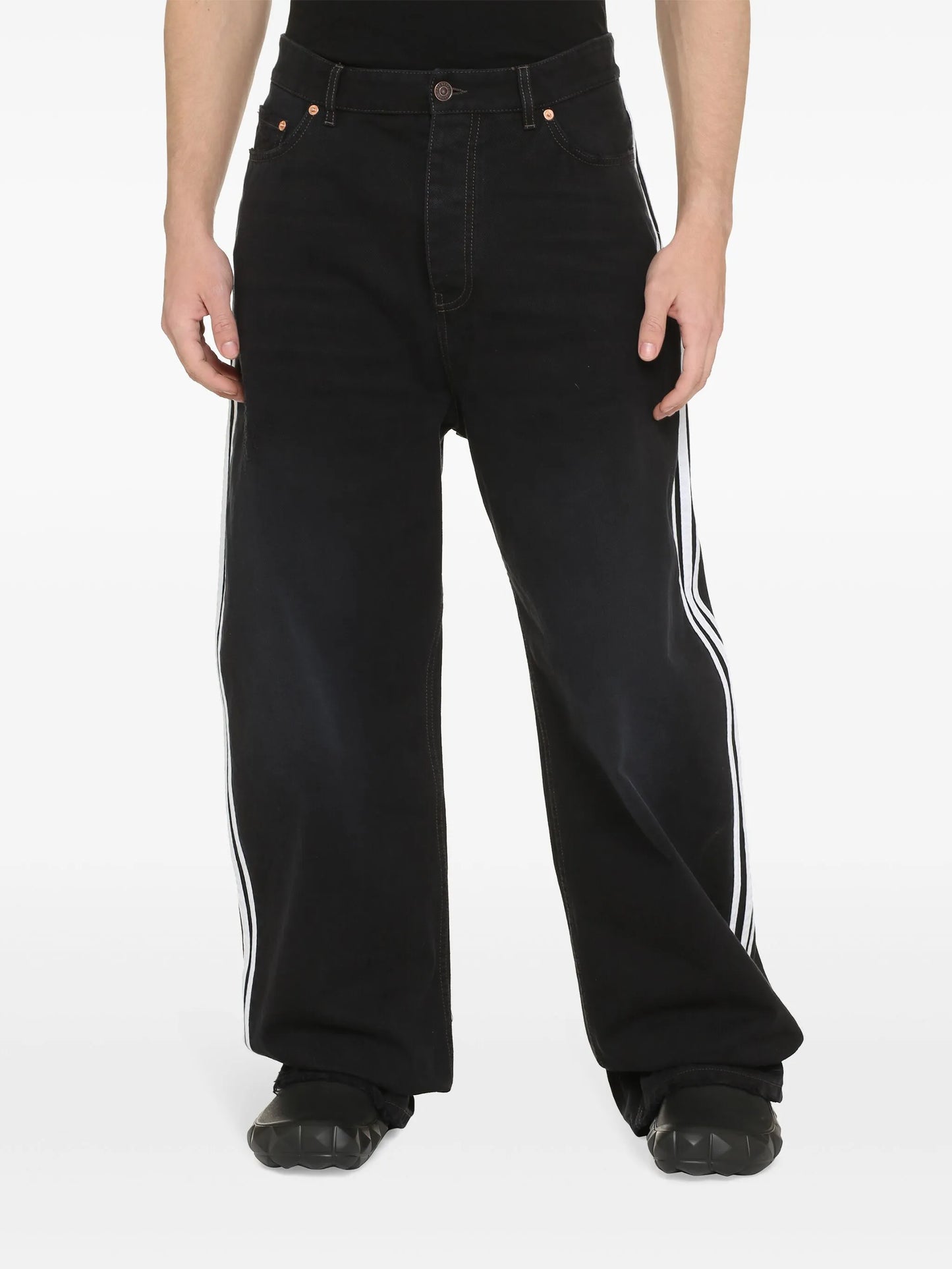 x adidas side-stripe straight-leg jeans
