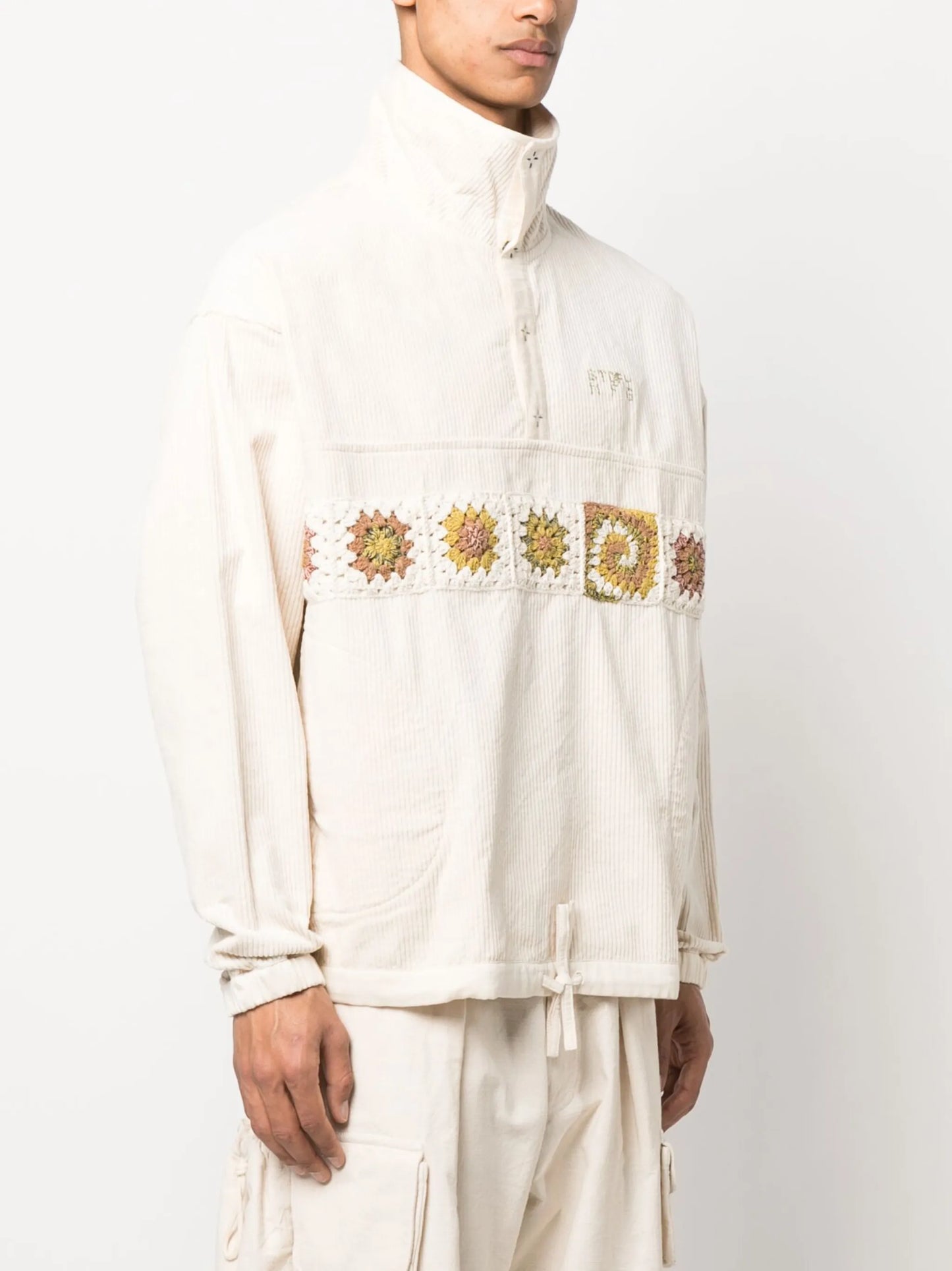 Polite crochet-knit jumper