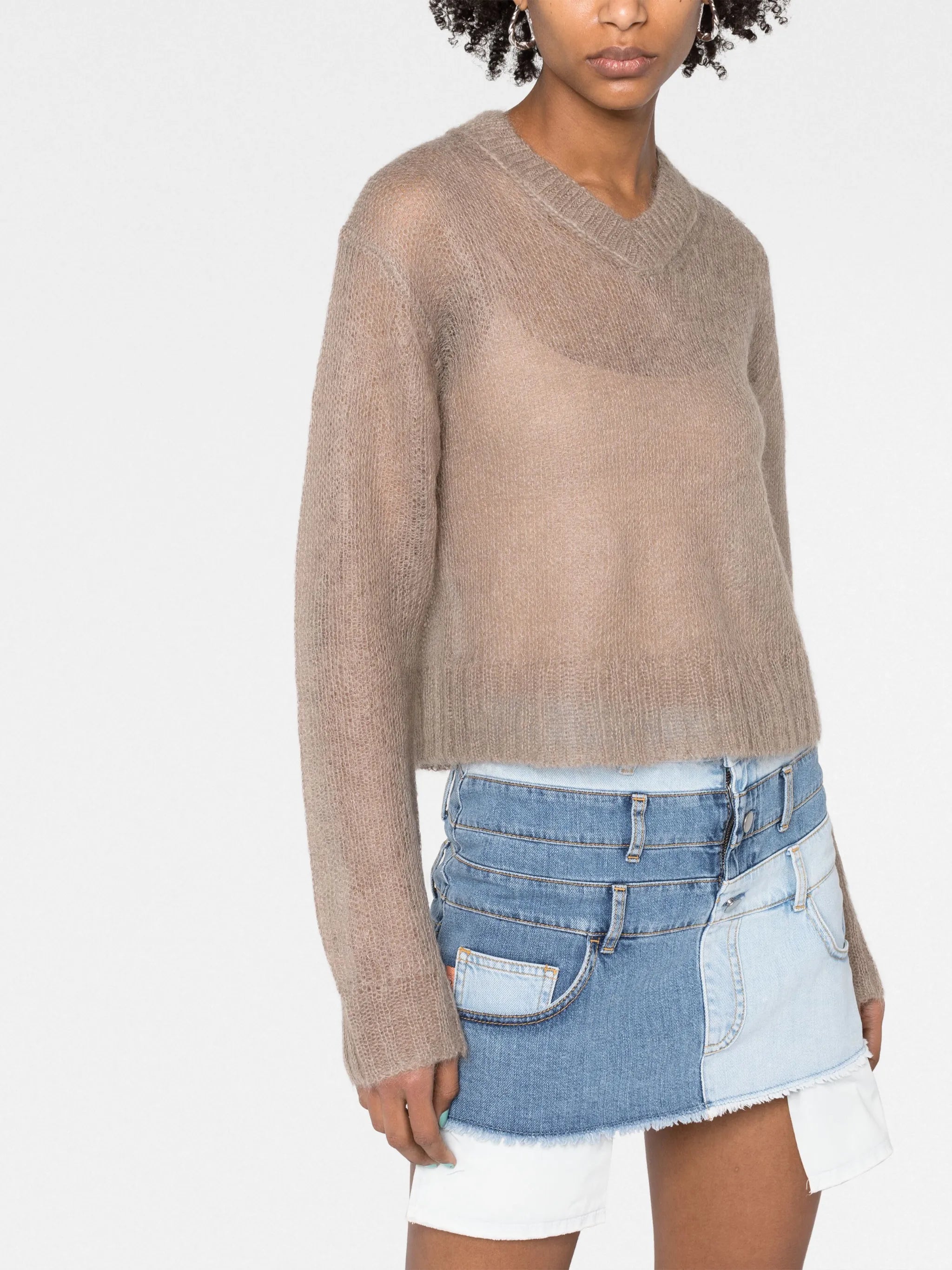 V-neck knitted sweater