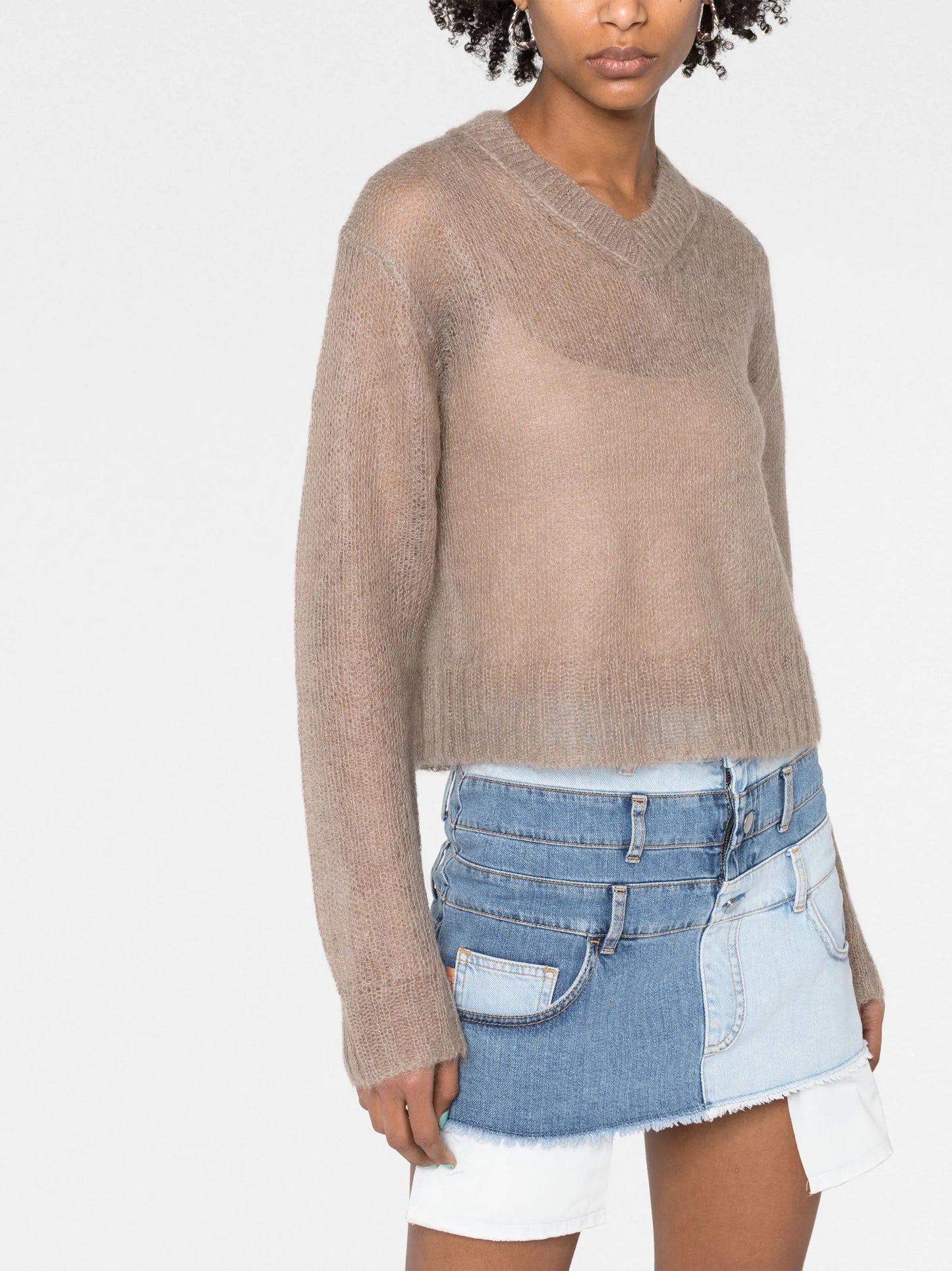 V-neck knitted sweater