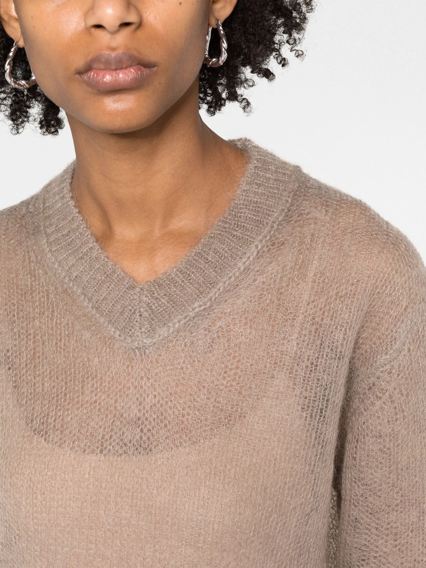 V-neck knitted sweater