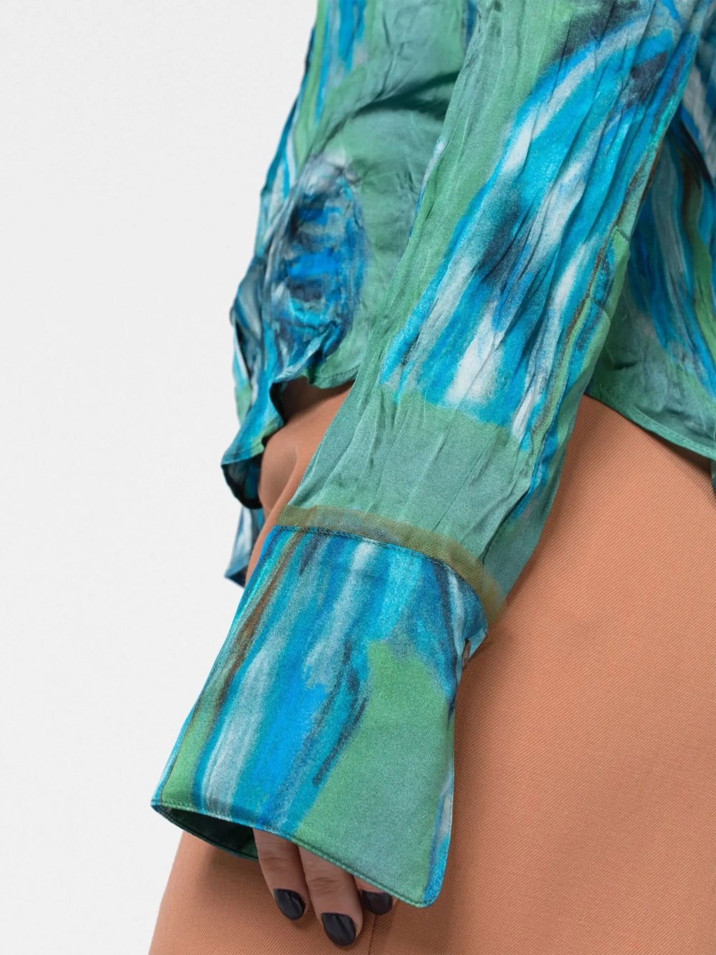 abstract-print button-up shirt