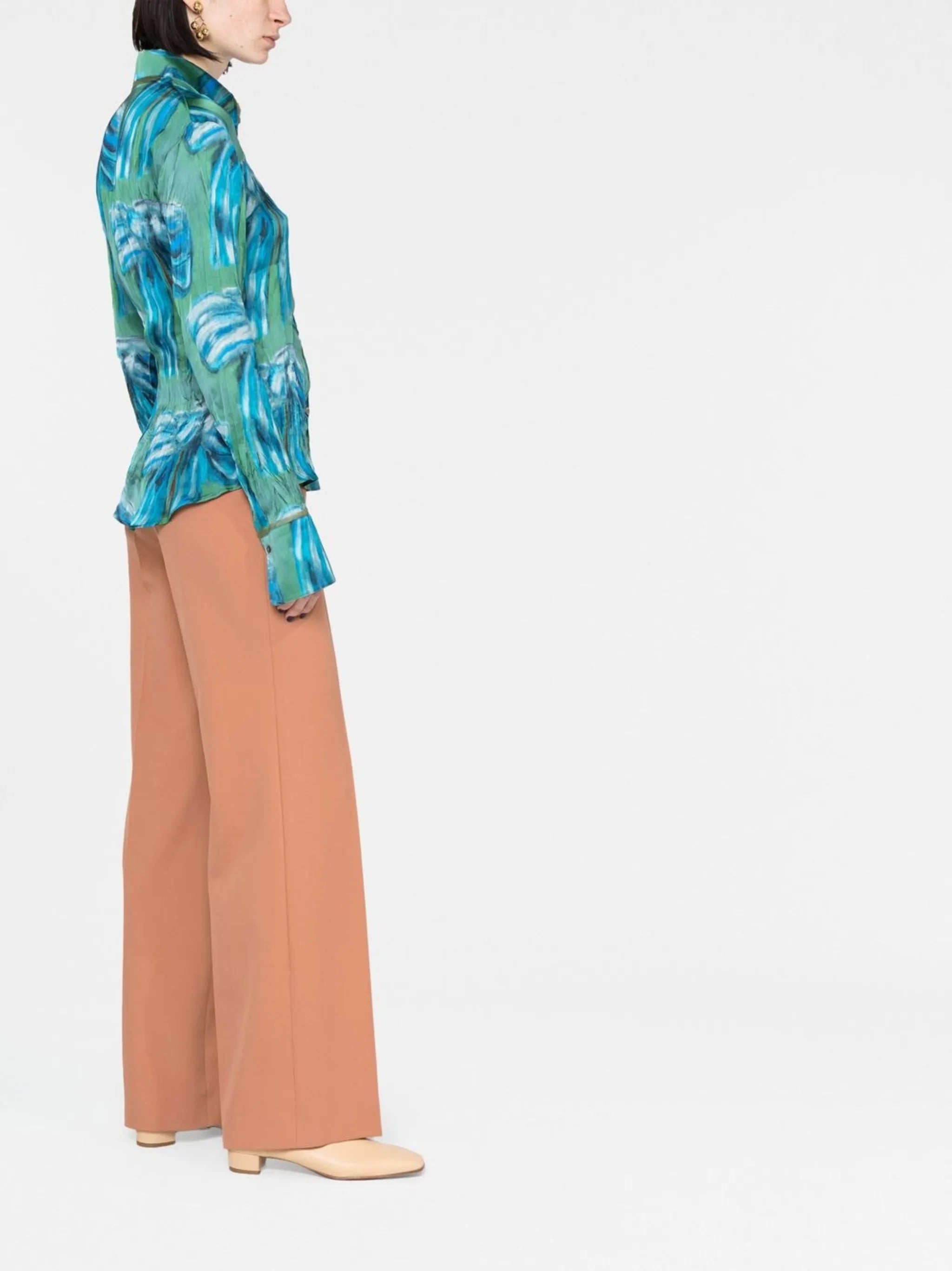 abstract-print button-up shirt