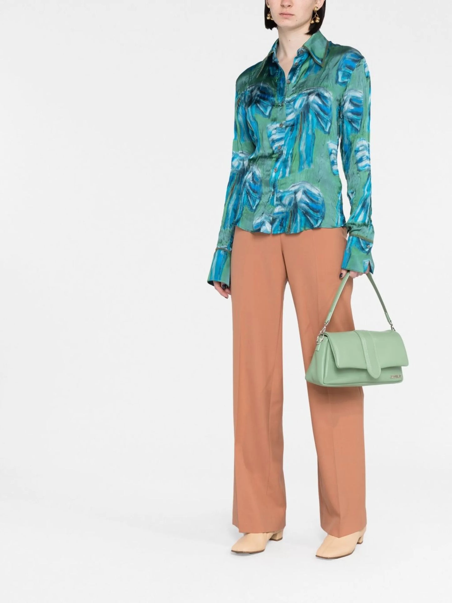 abstract-print button-up shirt