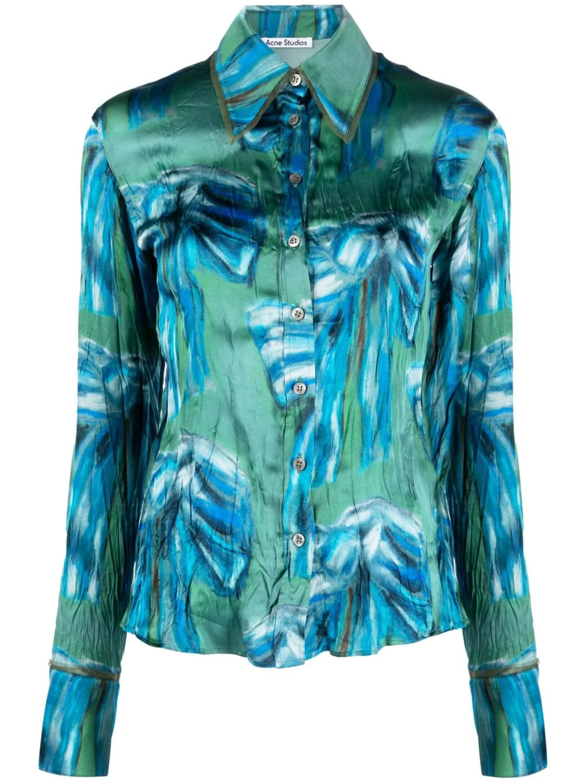 abstract-print button-up shirt