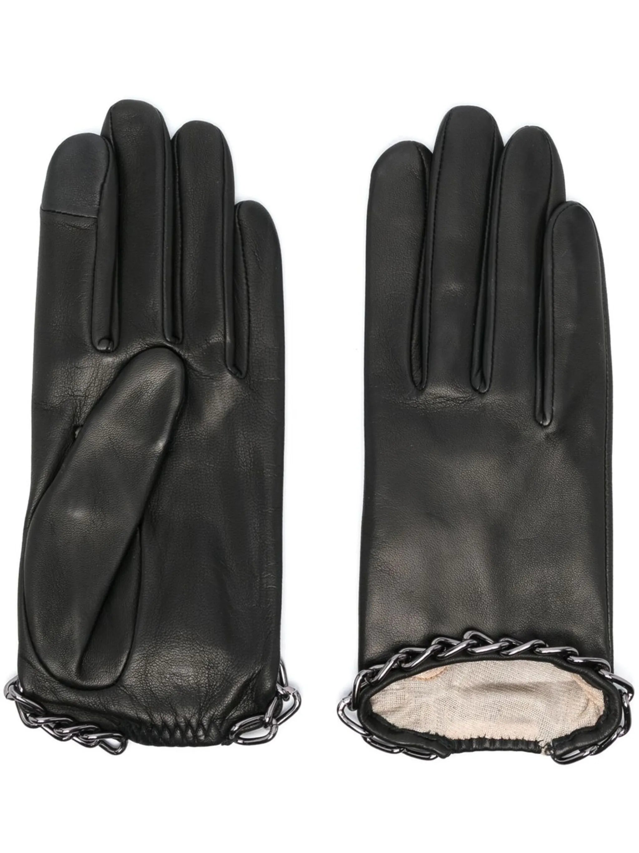 Sophia chain-link leather gloves