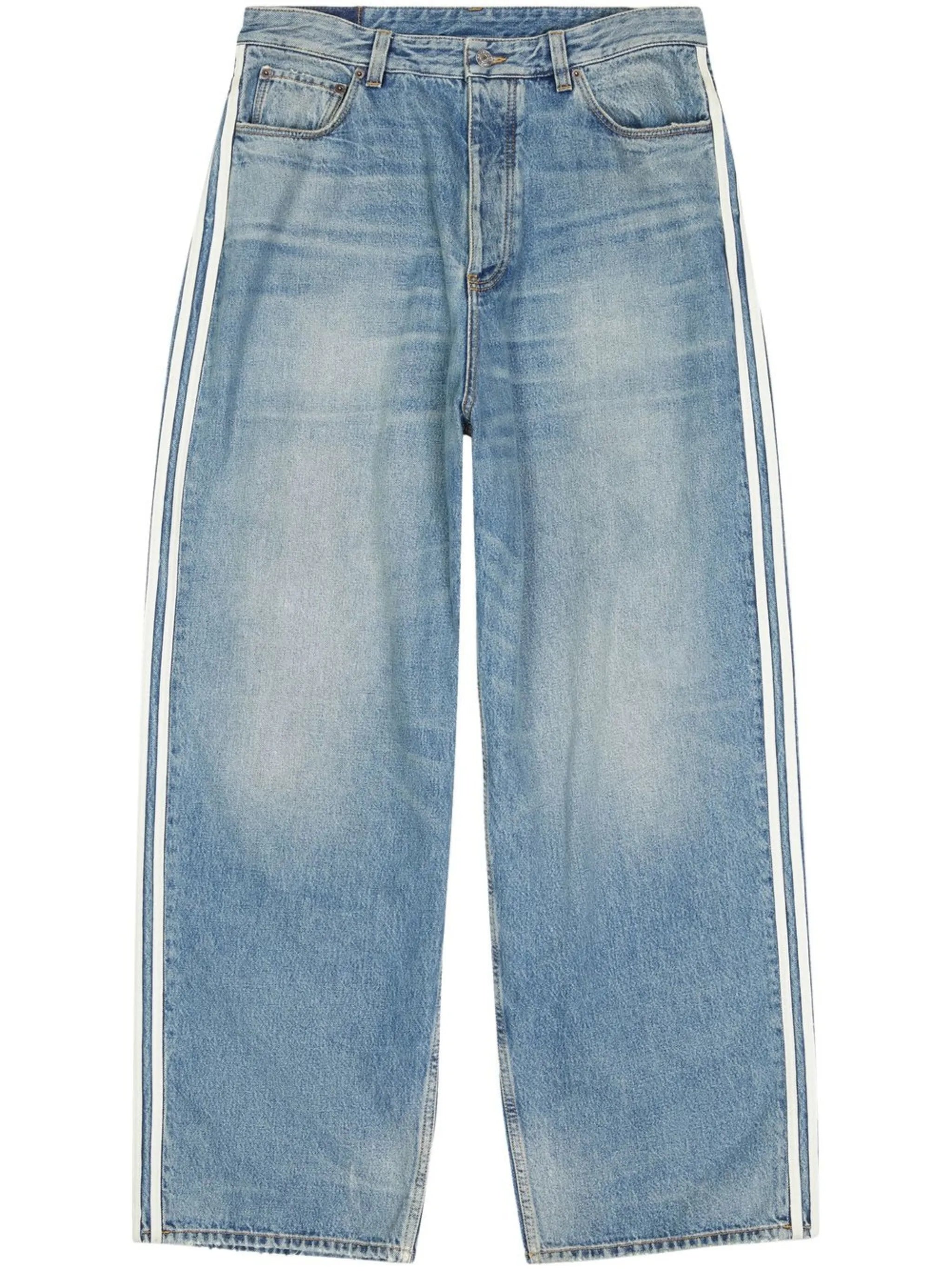 x adidas side-stripe straight-leg jeans