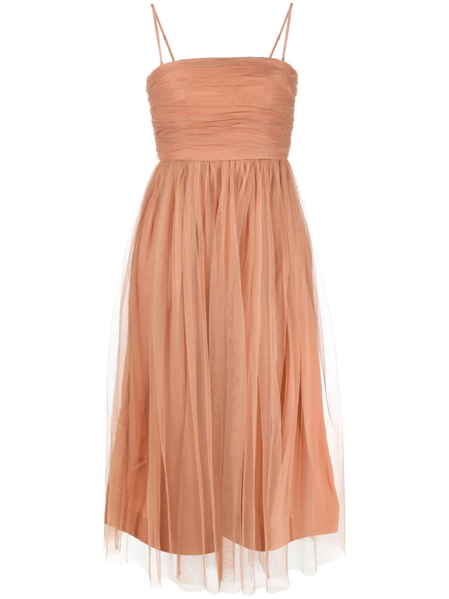 tulle-overlay midi dress