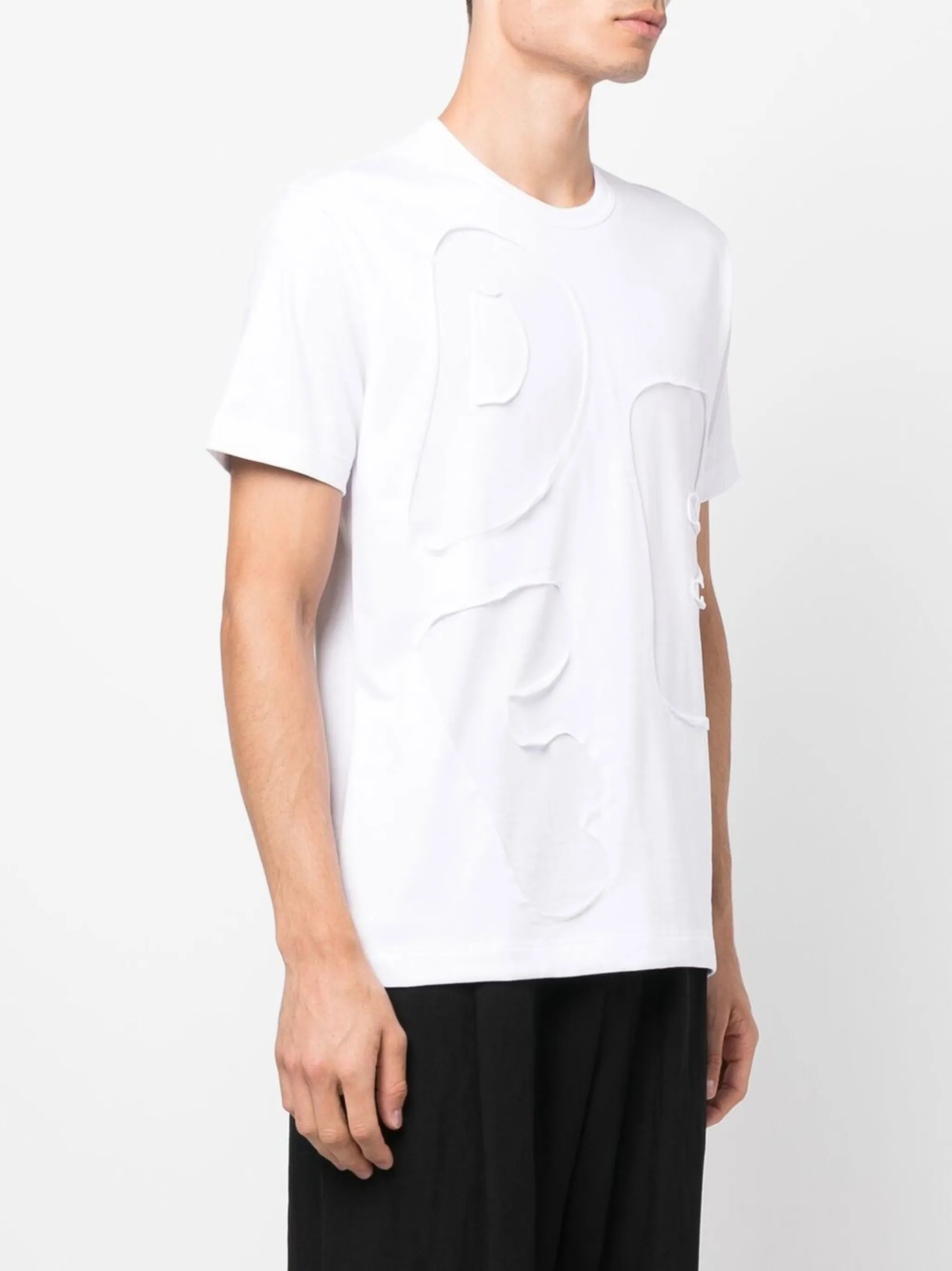 lettering-appliqué cotton T-shirt