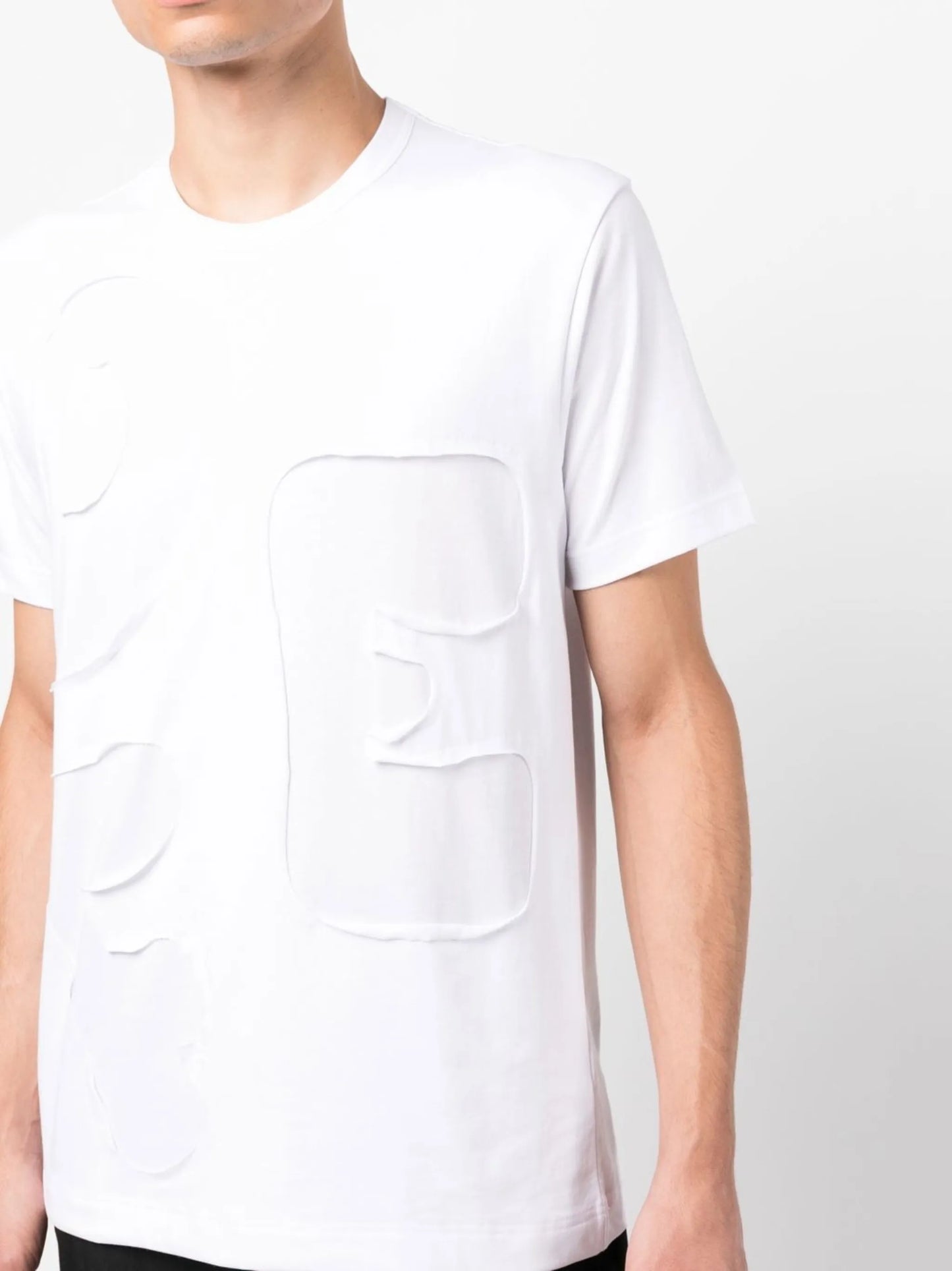 lettering-appliqué cotton T-shirt