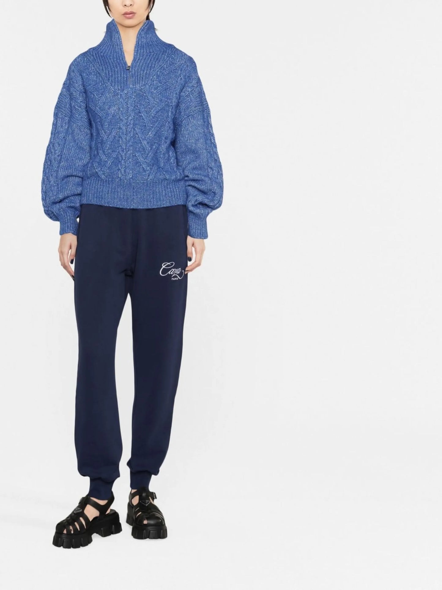 high-neck ribbed-knit jumper