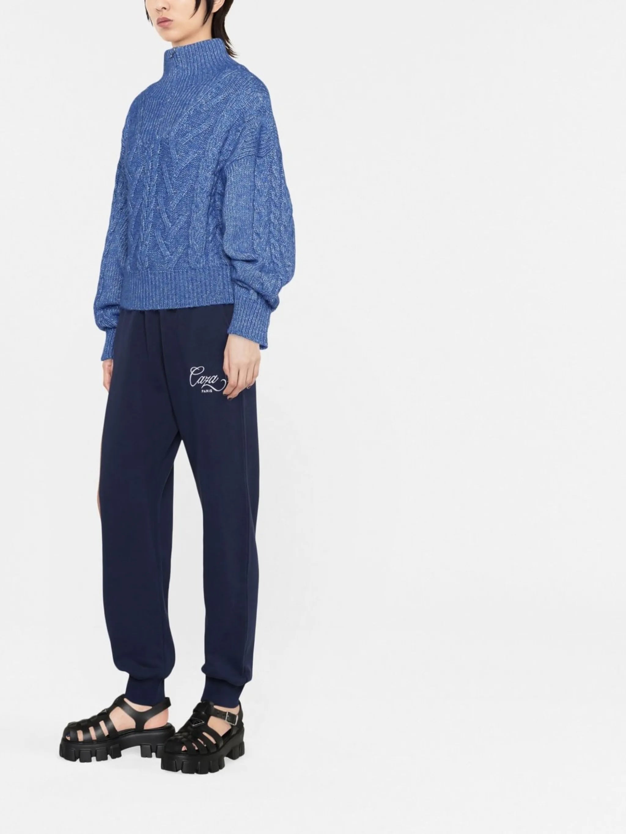 high-neck ribbed-knit jumper