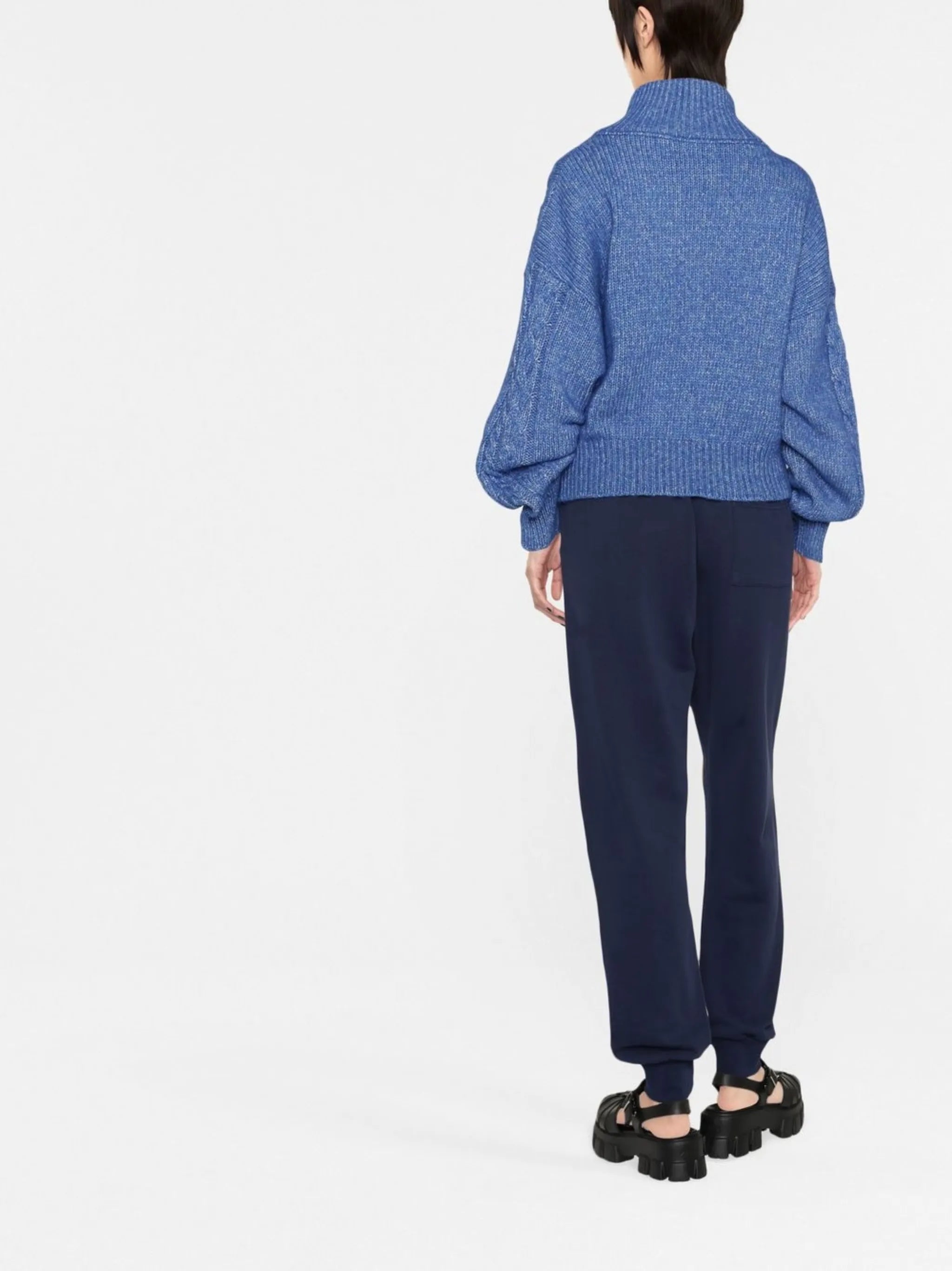 high-neck ribbed-knit jumper