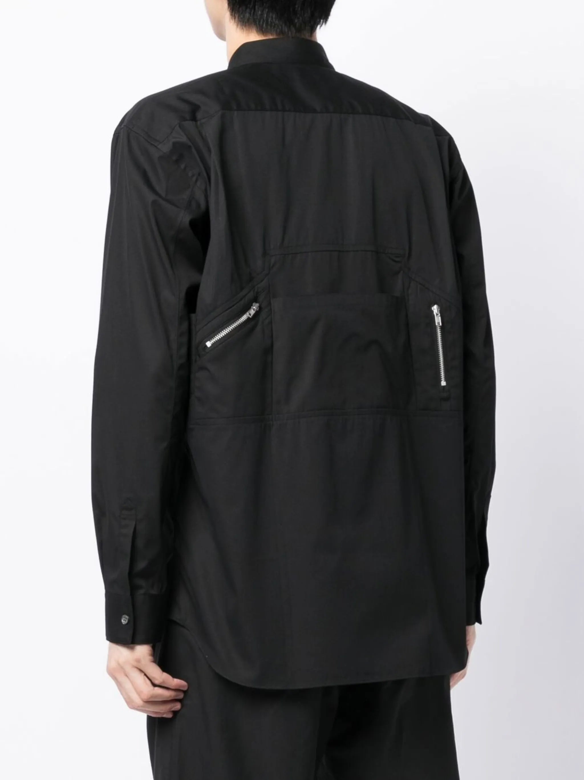 button-down zip-detail shirt