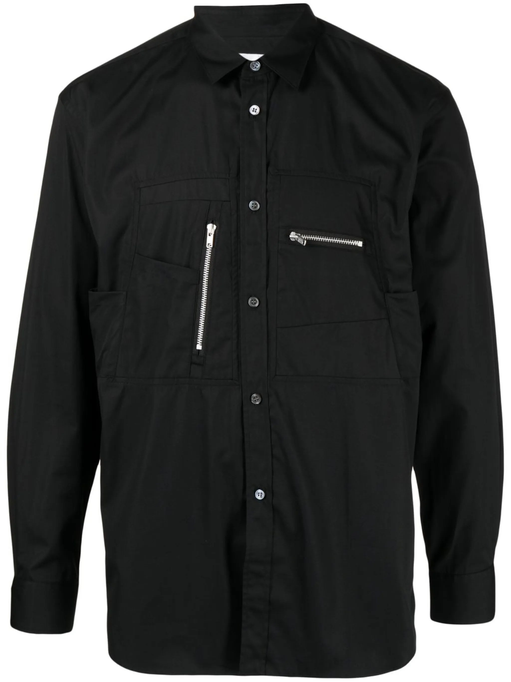 button-down zip-detail shirt