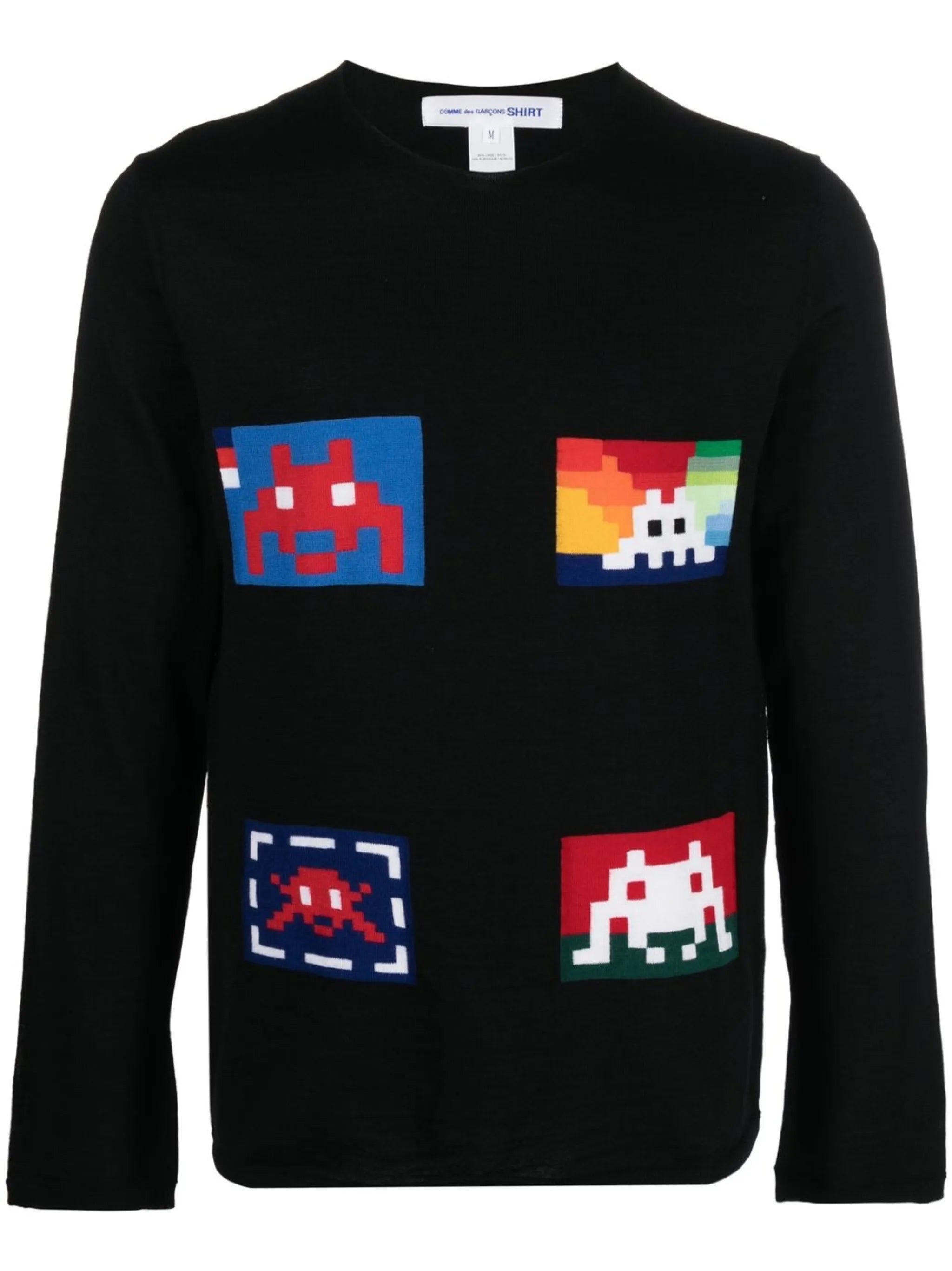 graphic-pattern crewneck jumper