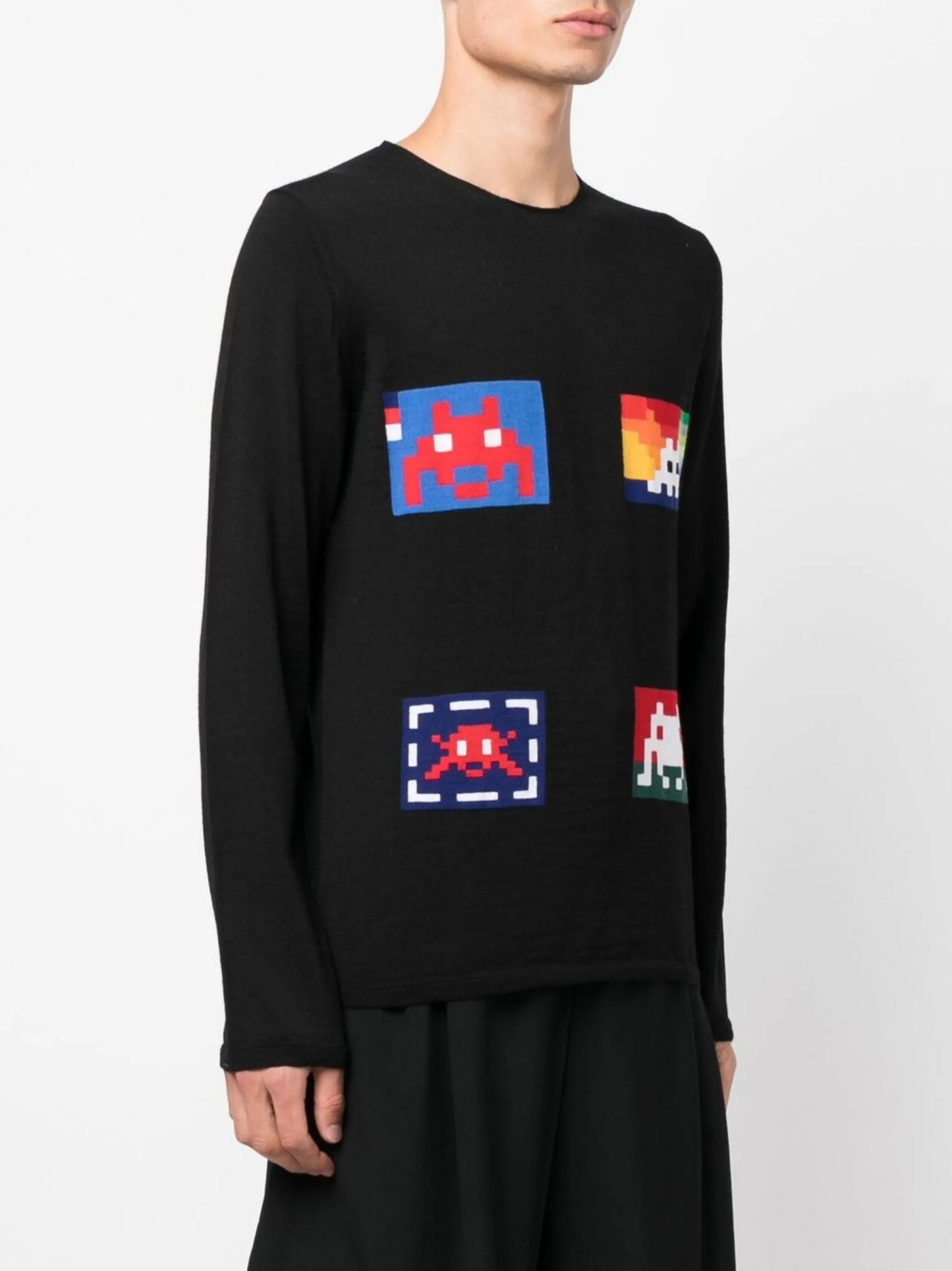 graphic-pattern crewneck jumper